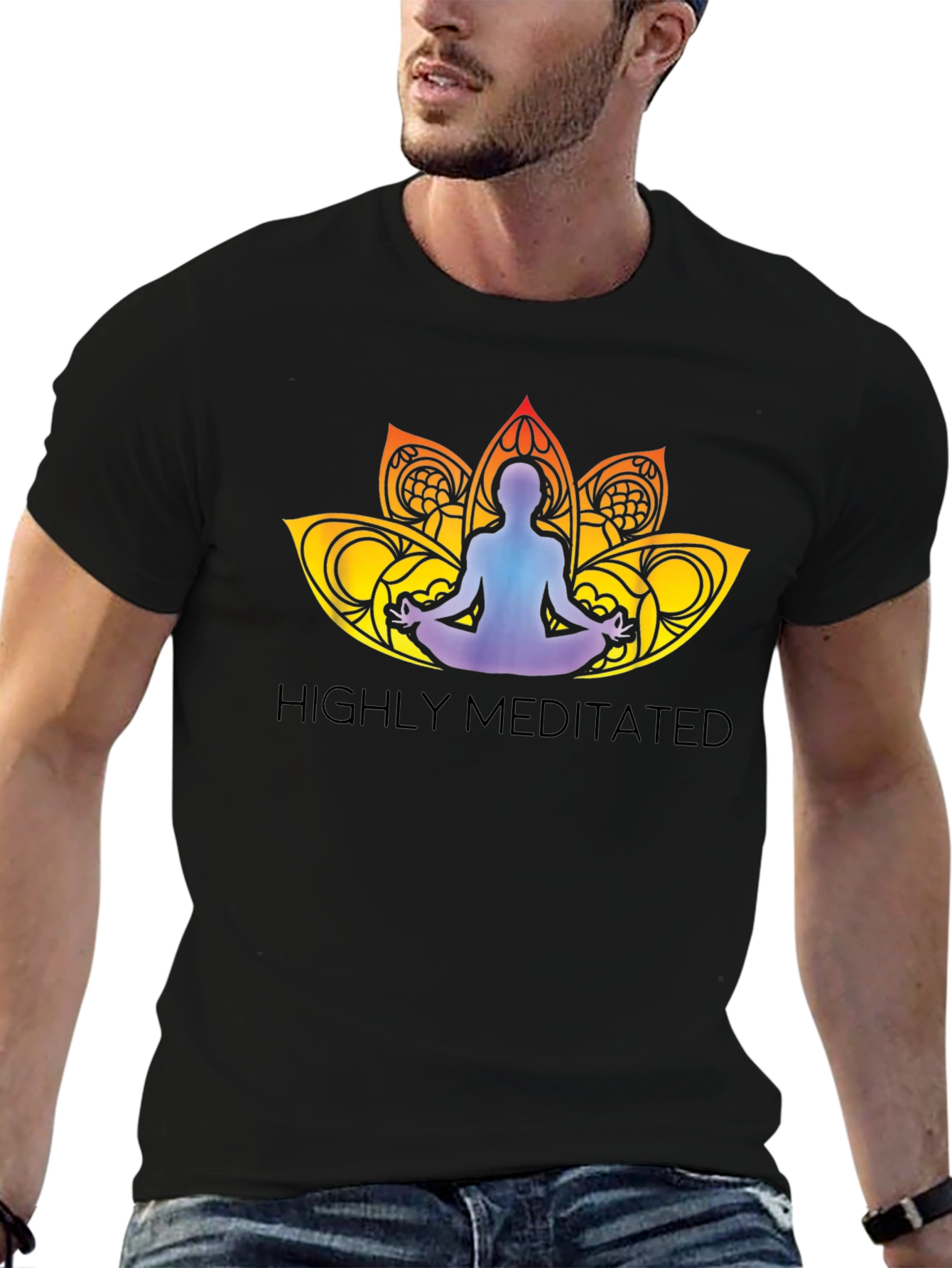 Highly Meditated Graphic Tee - Black Yoga Lotus T-Shirt