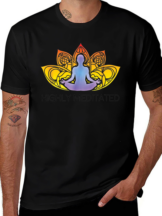 Highly Meditated Graphic Tee - Black Yoga Lotus T-Shirt