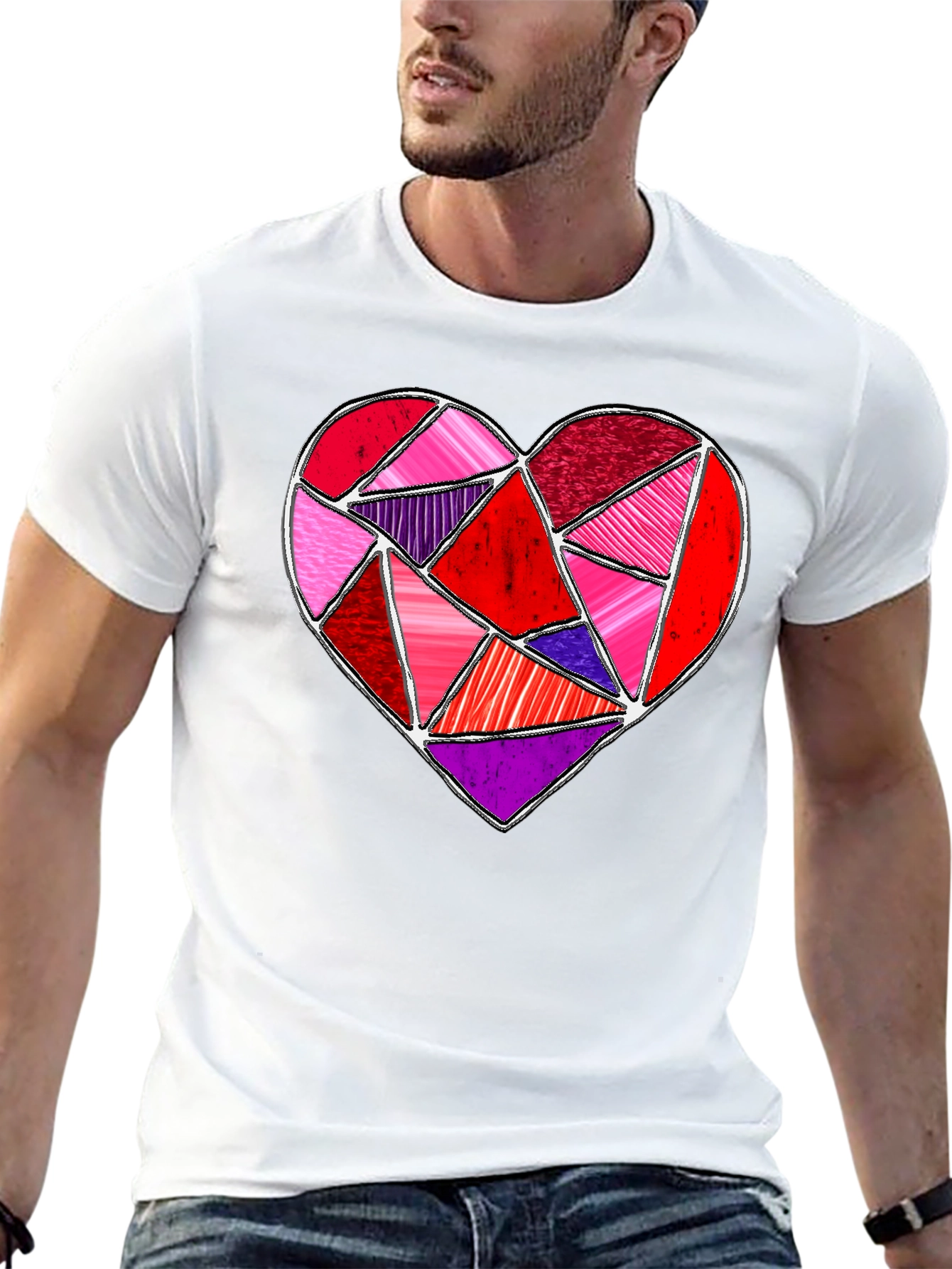 Geometric Heart Graphic Tee - Valentines Day Shirt