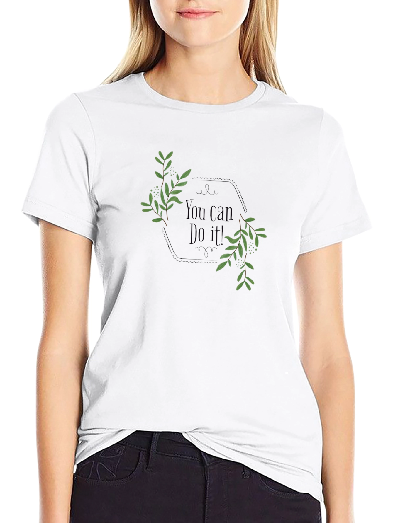 Motivational Black T-Shirt: You Can Do It!