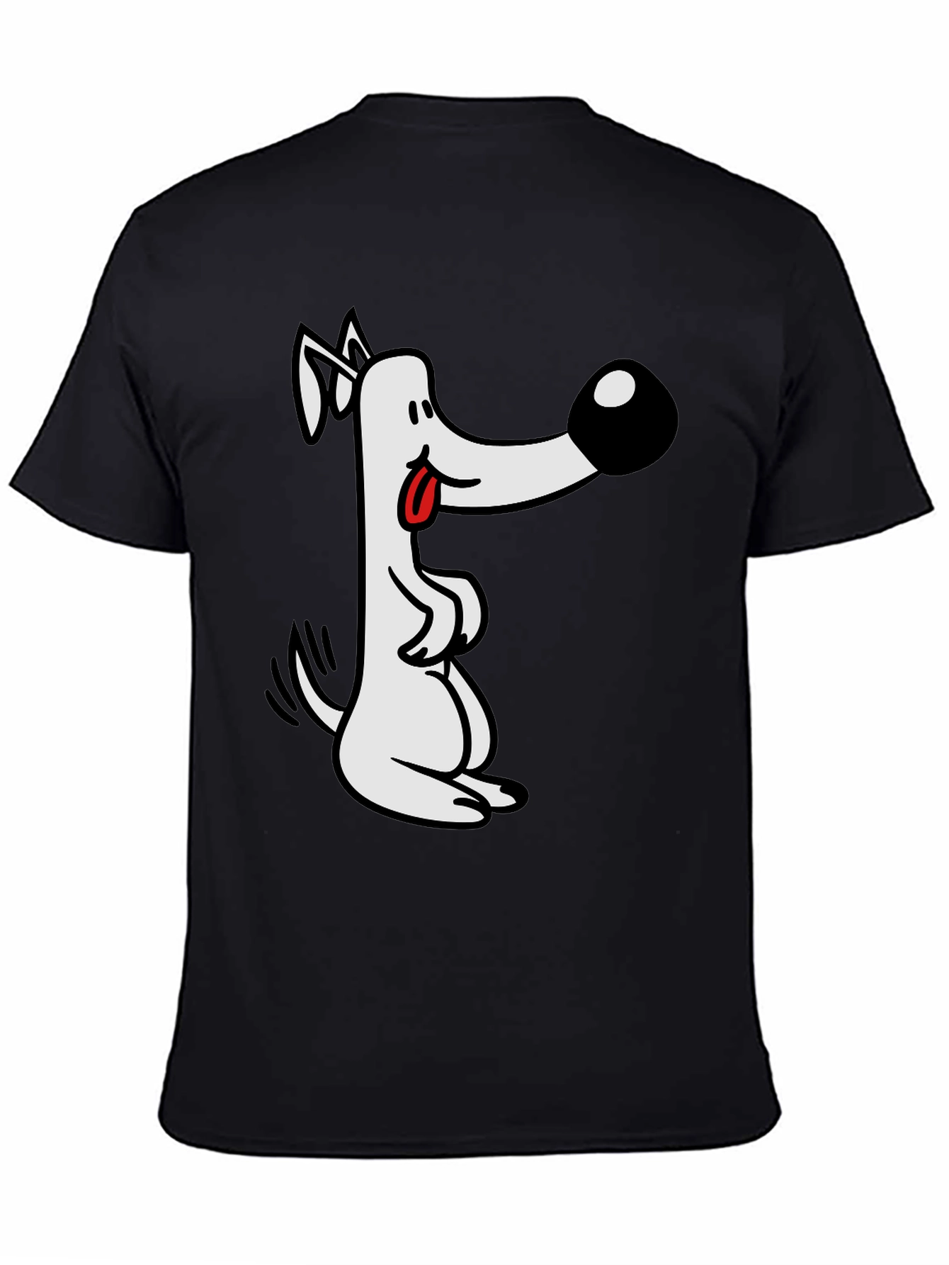 Cartoon Dog Graphic Tee - Black