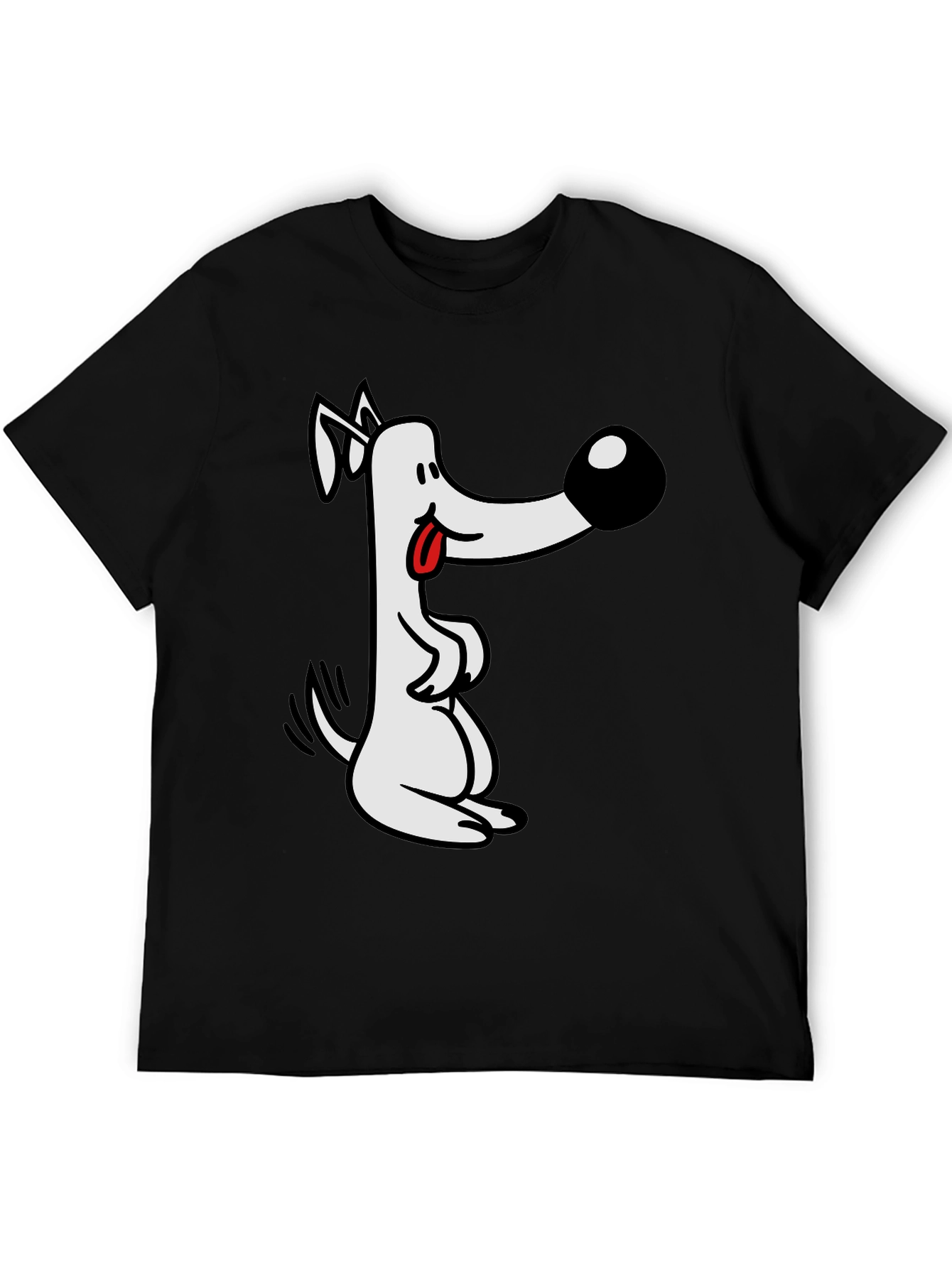 Cartoon Dog Graphic Tee - Black