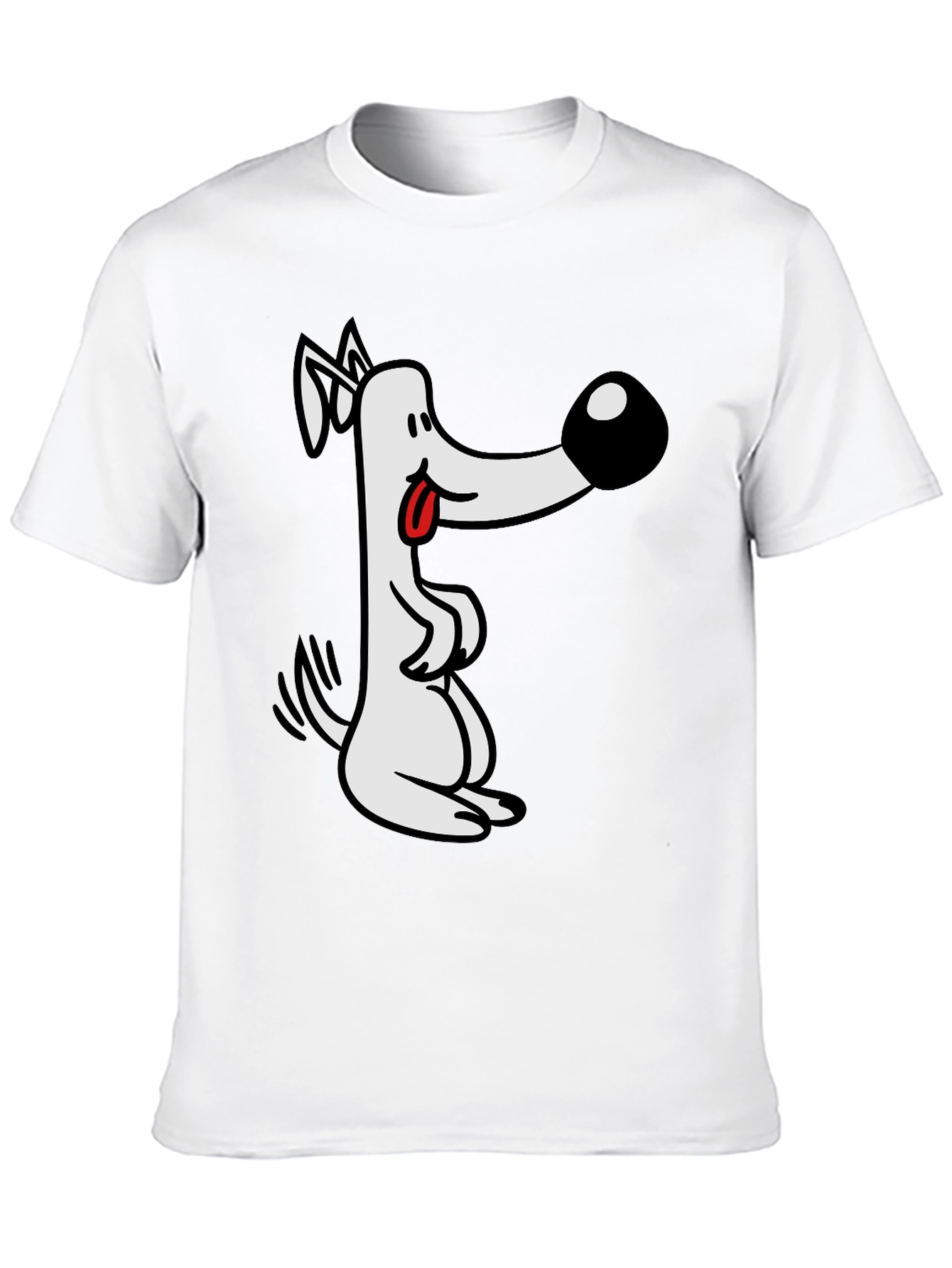 Cartoon Dog Graphic Tee - Black