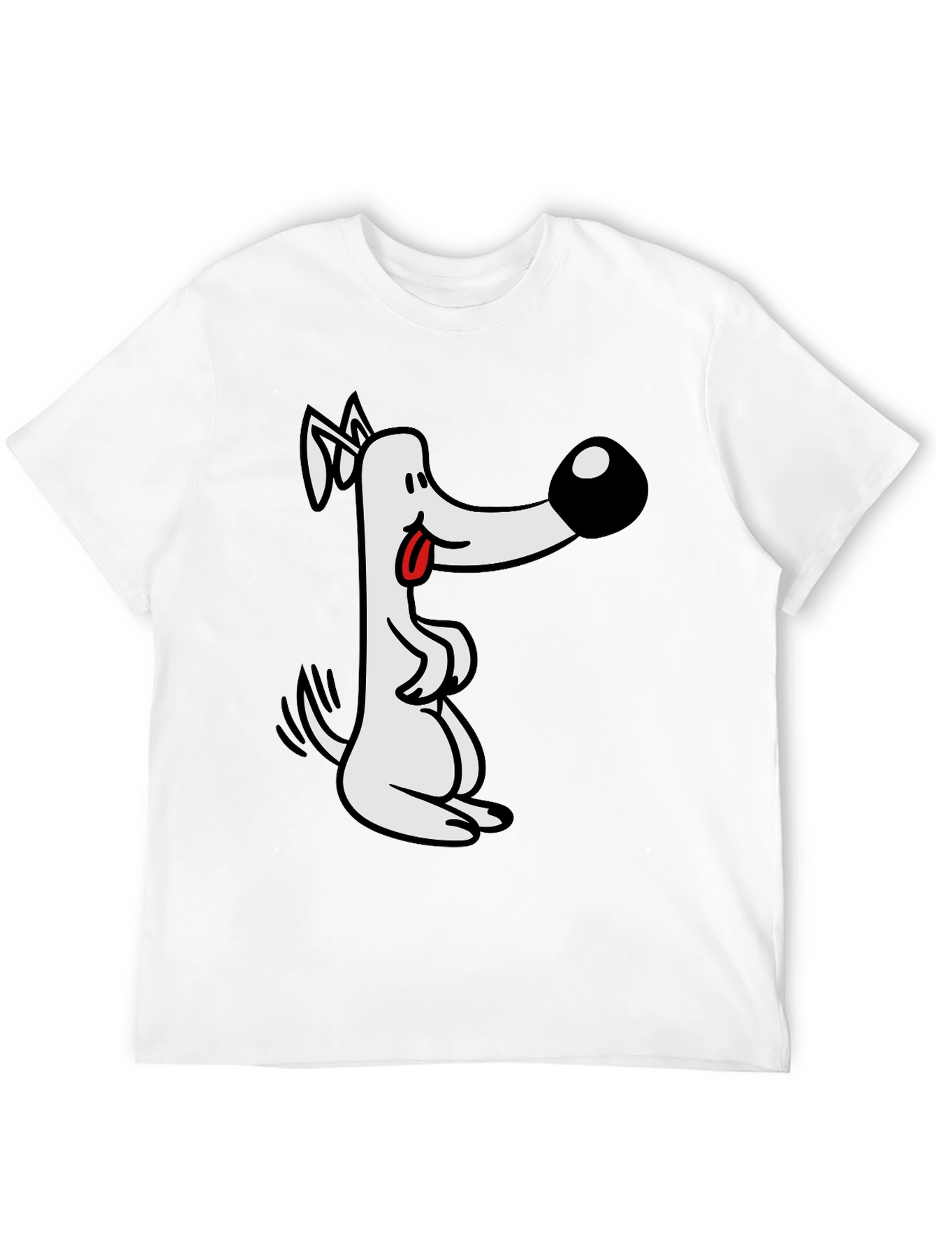Cartoon Dog Graphic Tee - Black