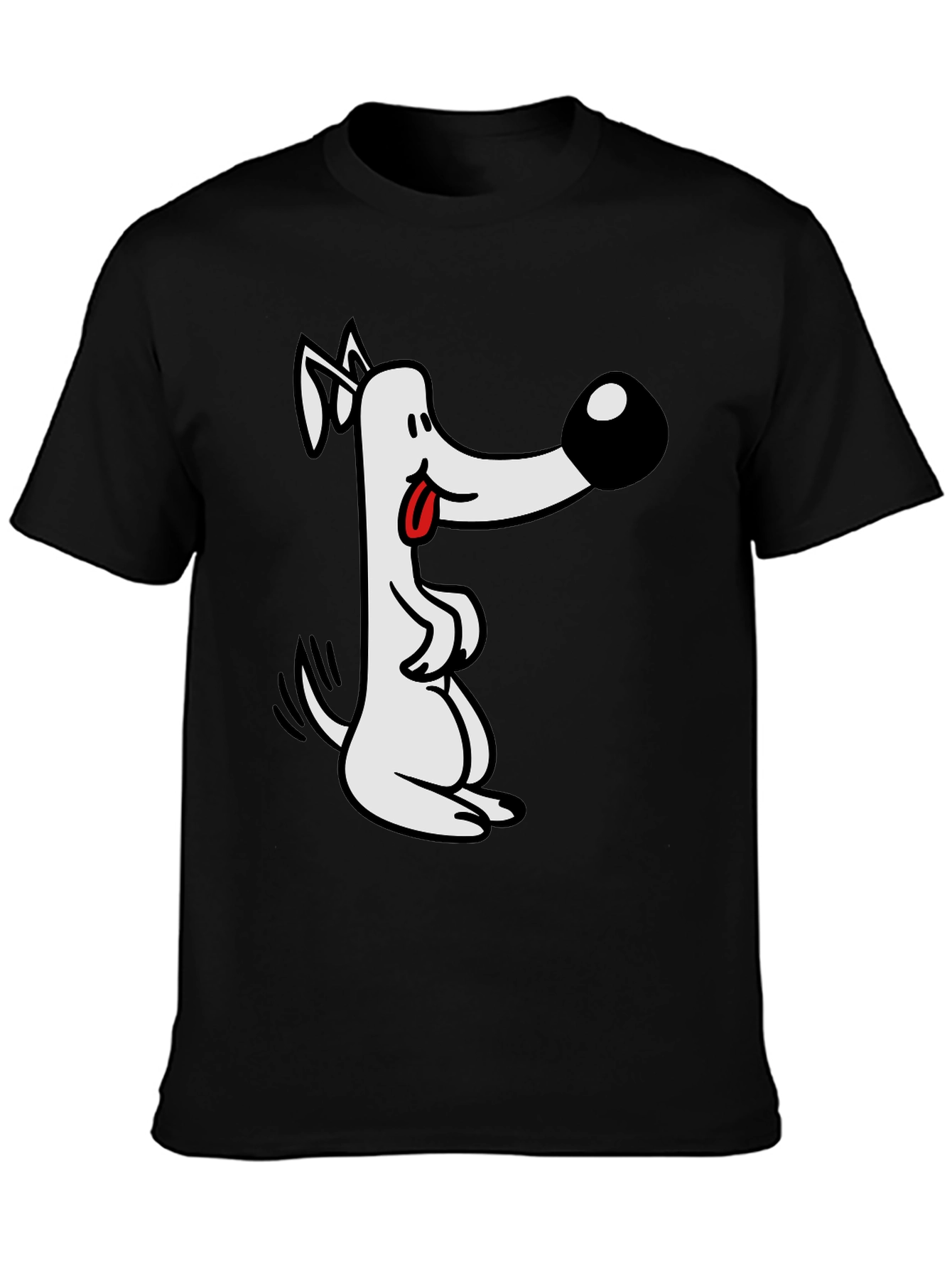Cartoon Dog Graphic Tee - Black