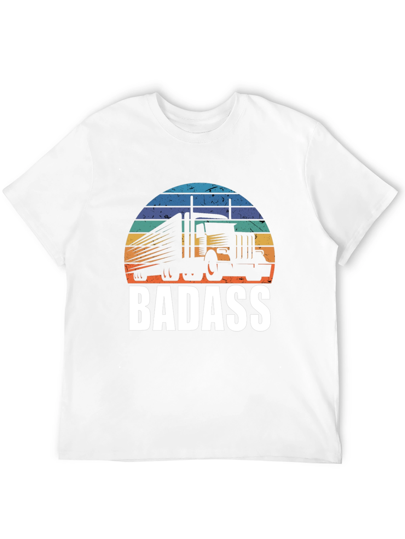 Badass Trucker T-Shirt - Retro Sunset Design