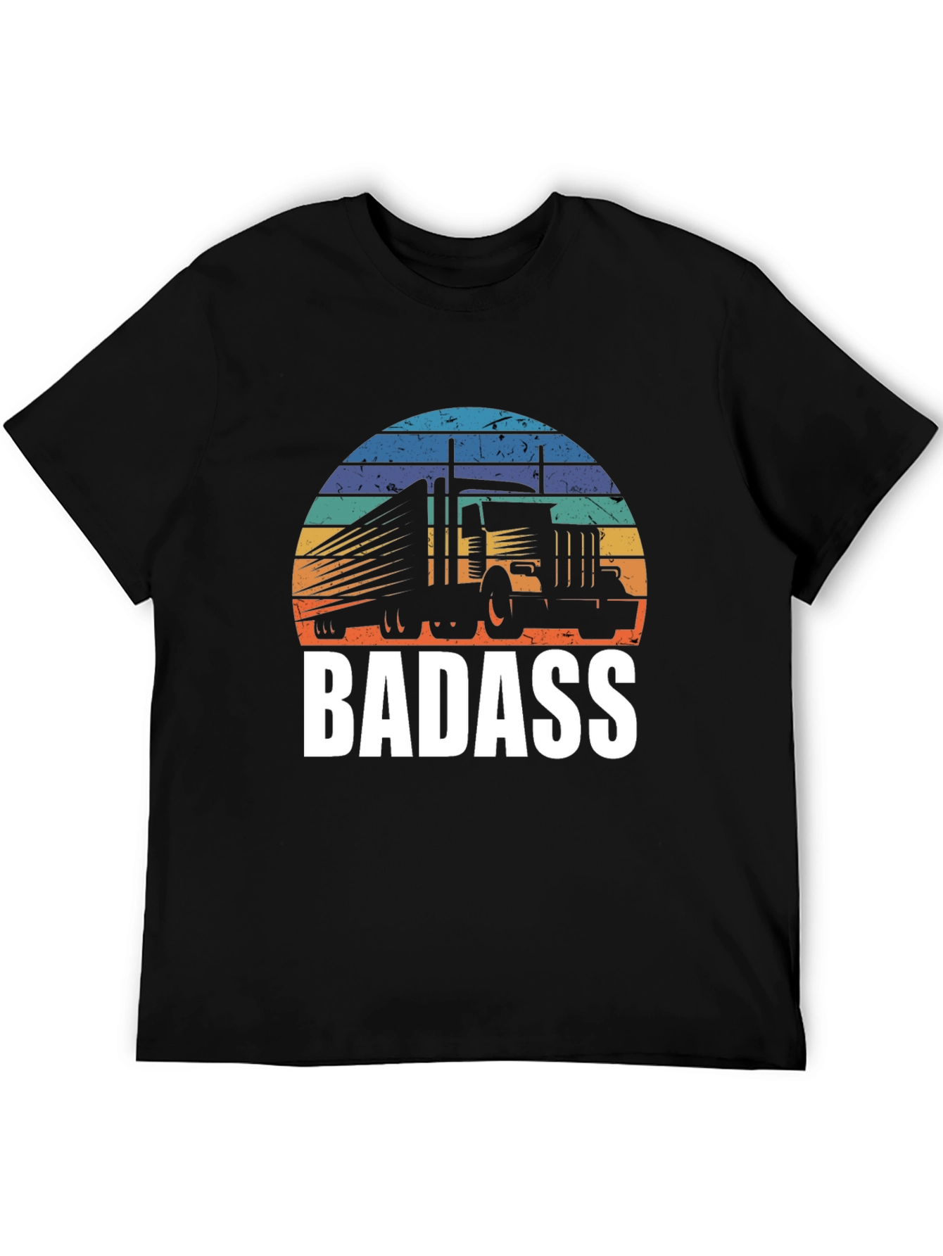 Badass Trucker T-Shirt - Retro Sunset Design