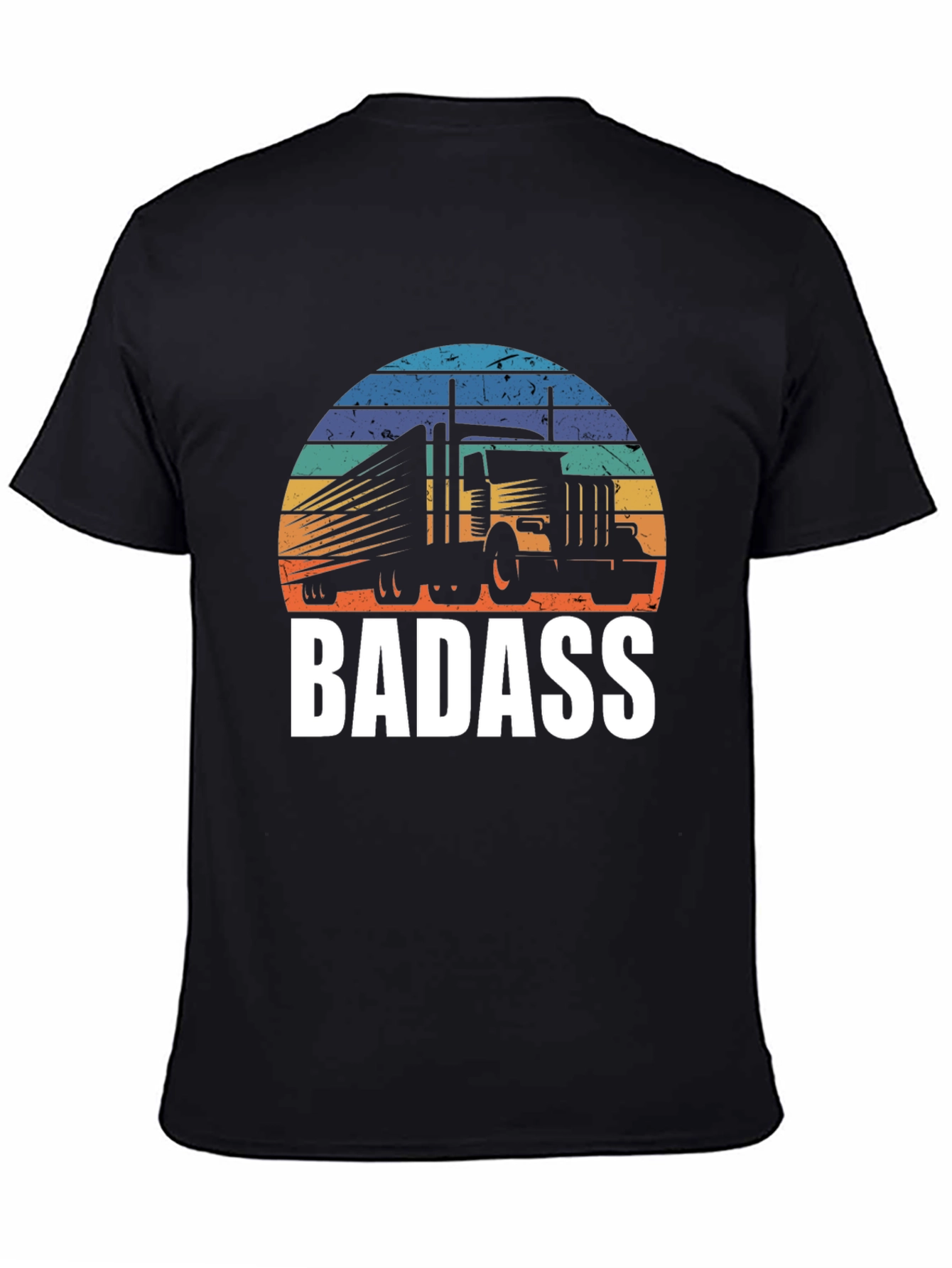 Badass Trucker T-Shirt - Retro Sunset Design