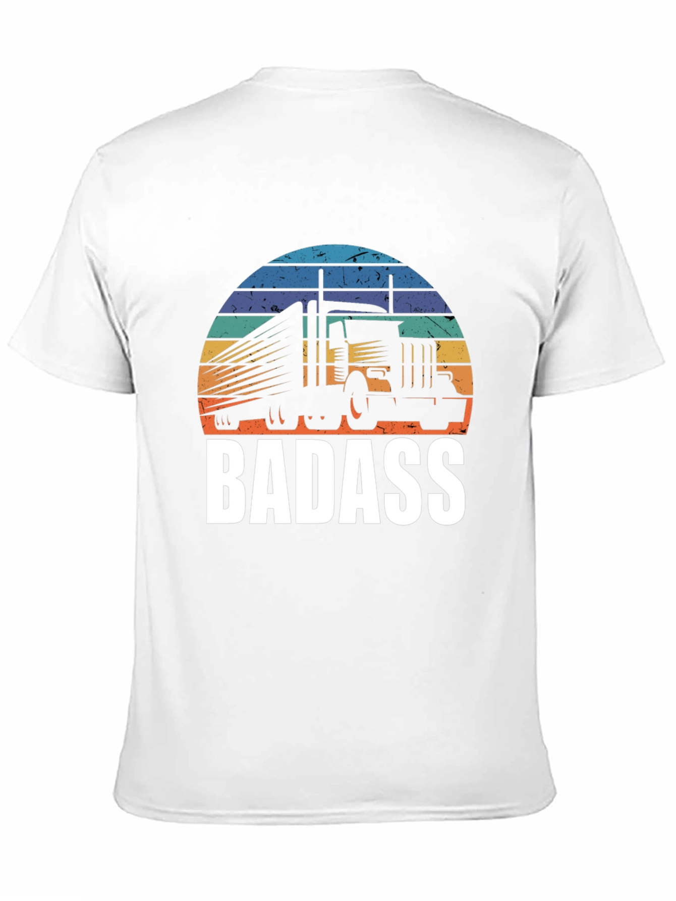Badass Trucker T-Shirt - Retro Sunset Design