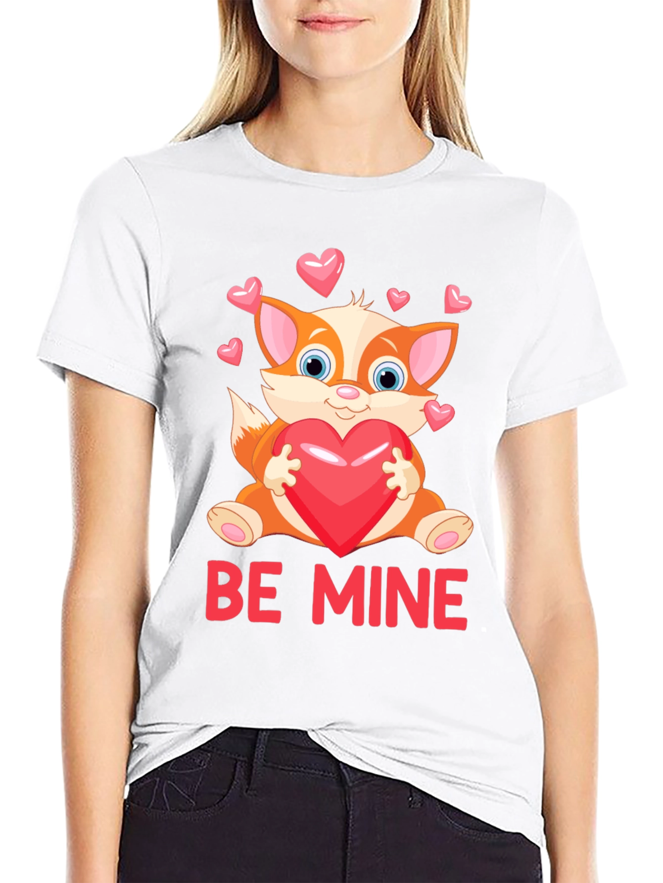 Be Mine Valentines Day Fox Graphic Tee