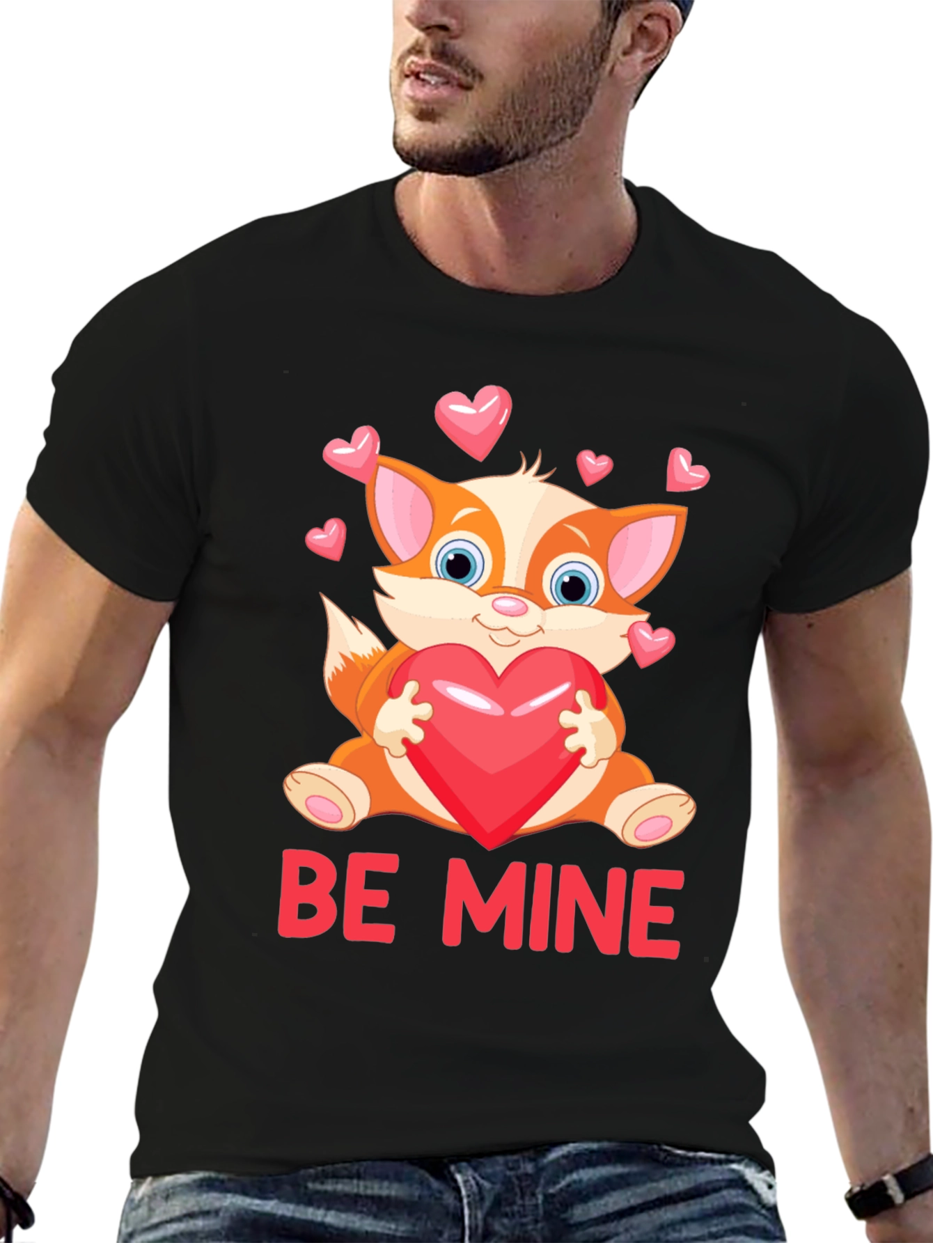 Be Mine Valentines Day Fox Graphic Tee