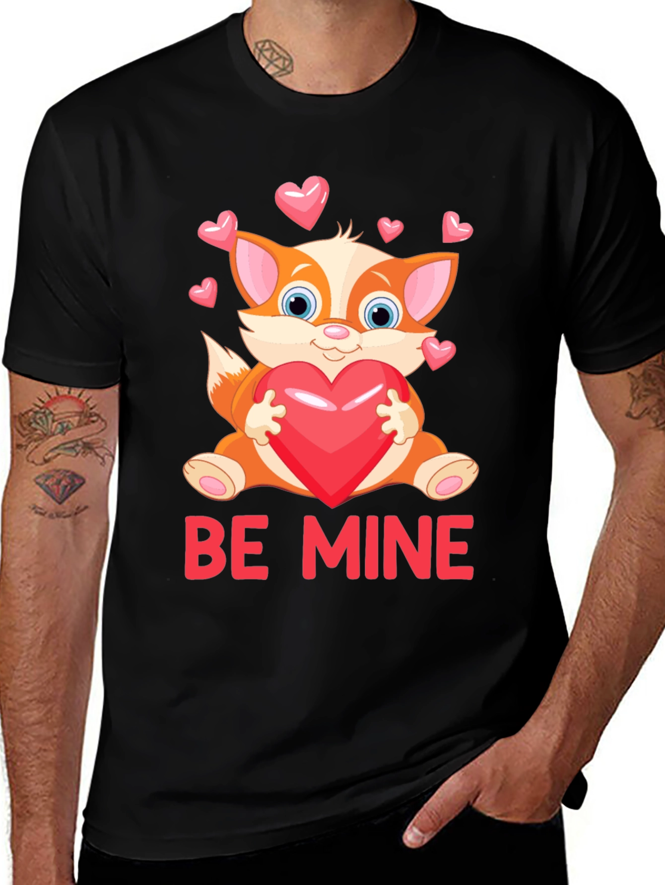 Be Mine Valentines Day Fox Graphic Tee