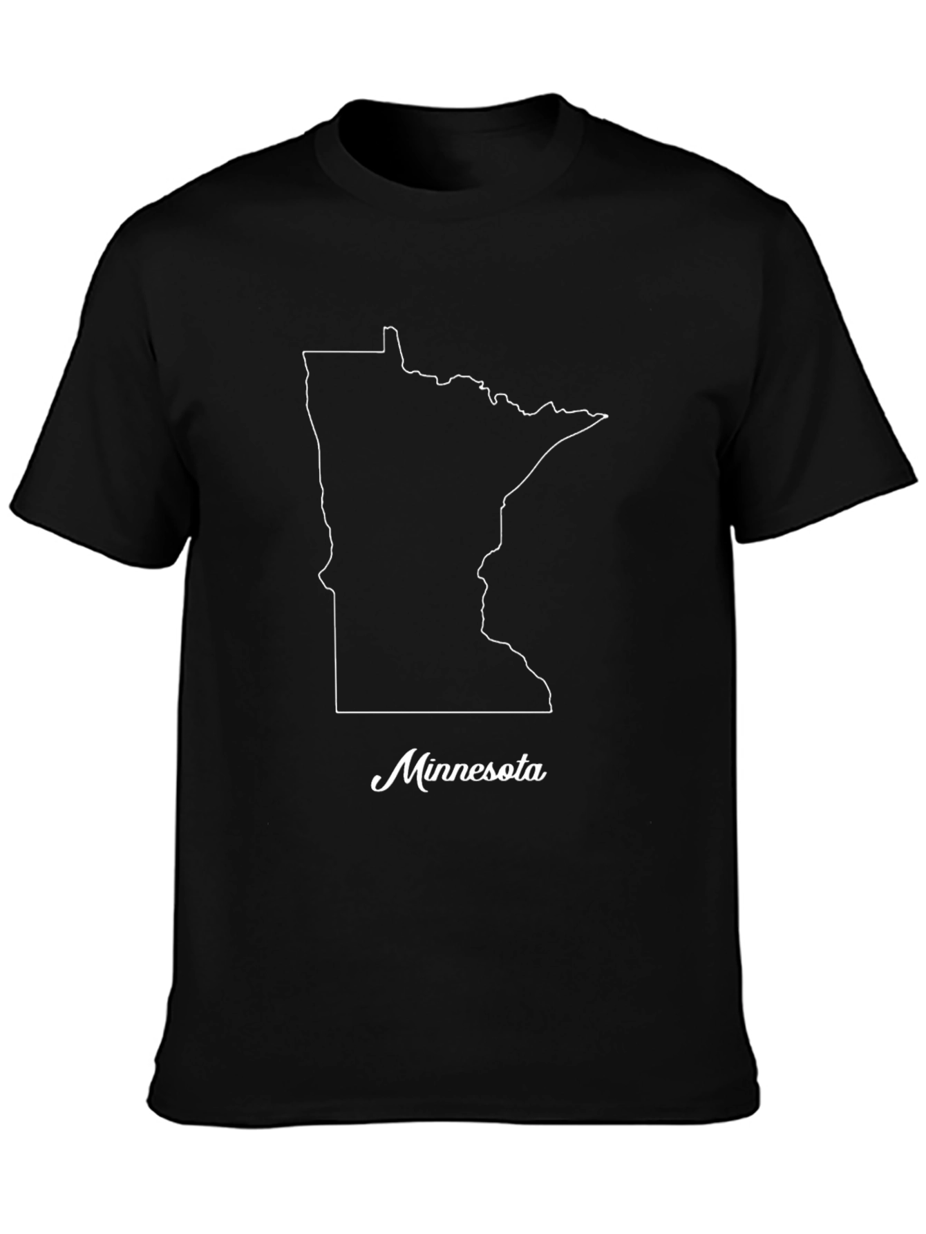Minnesota State Outline T-Shirt - Black