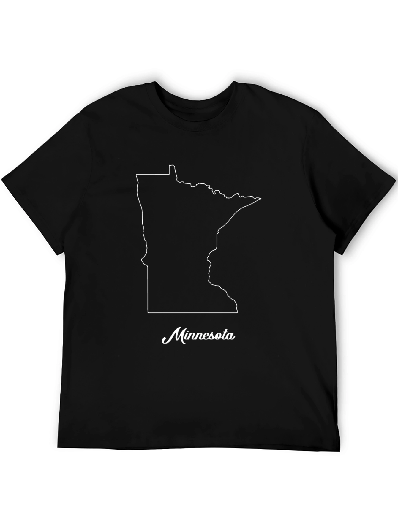 Minnesota State Outline T-Shirt - Black