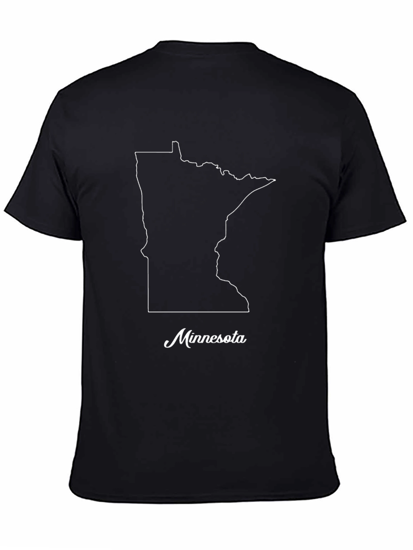 Minnesota State Outline T-Shirt - Black