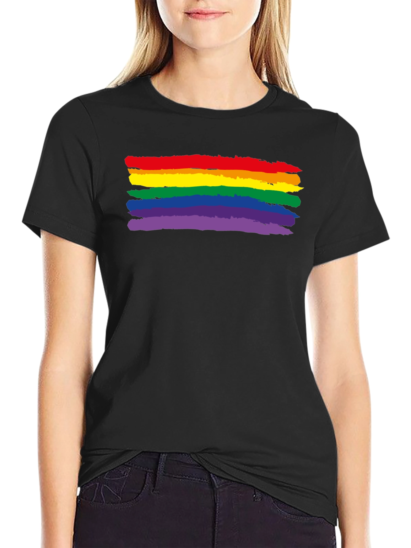 Pride Rainbow T-Shirt - Black Graphic Tee