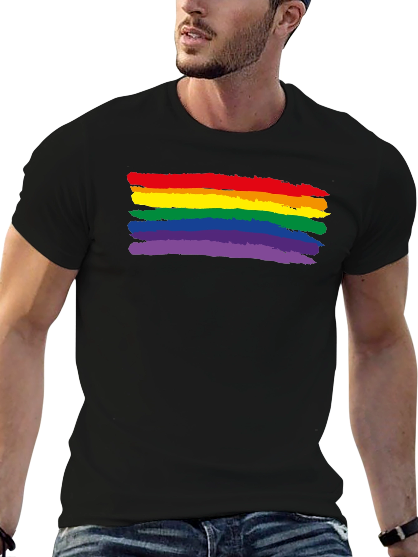 Pride Rainbow T-Shirt - Black Graphic Tee
