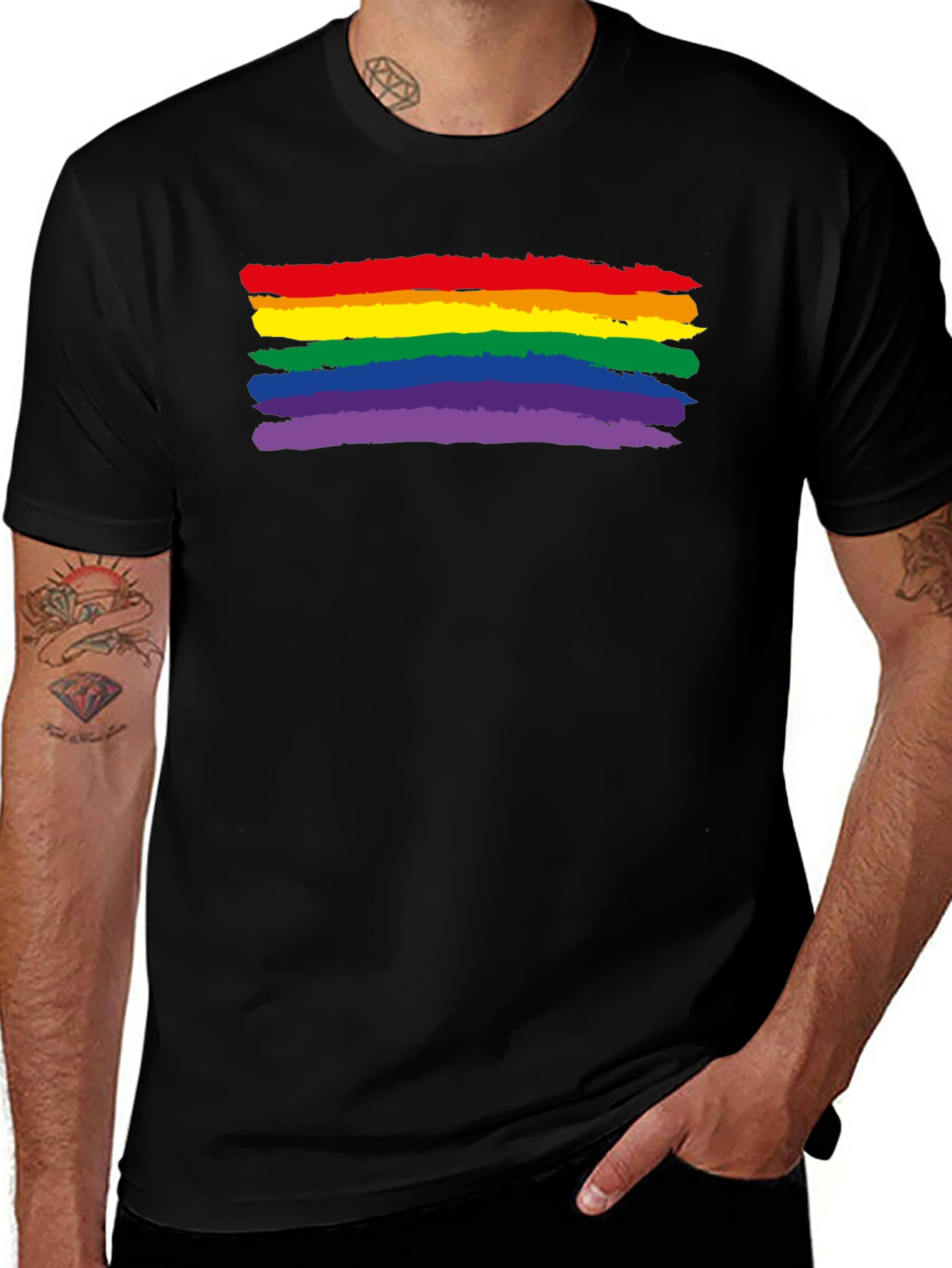 Pride Rainbow T-Shirt - Black Graphic Tee