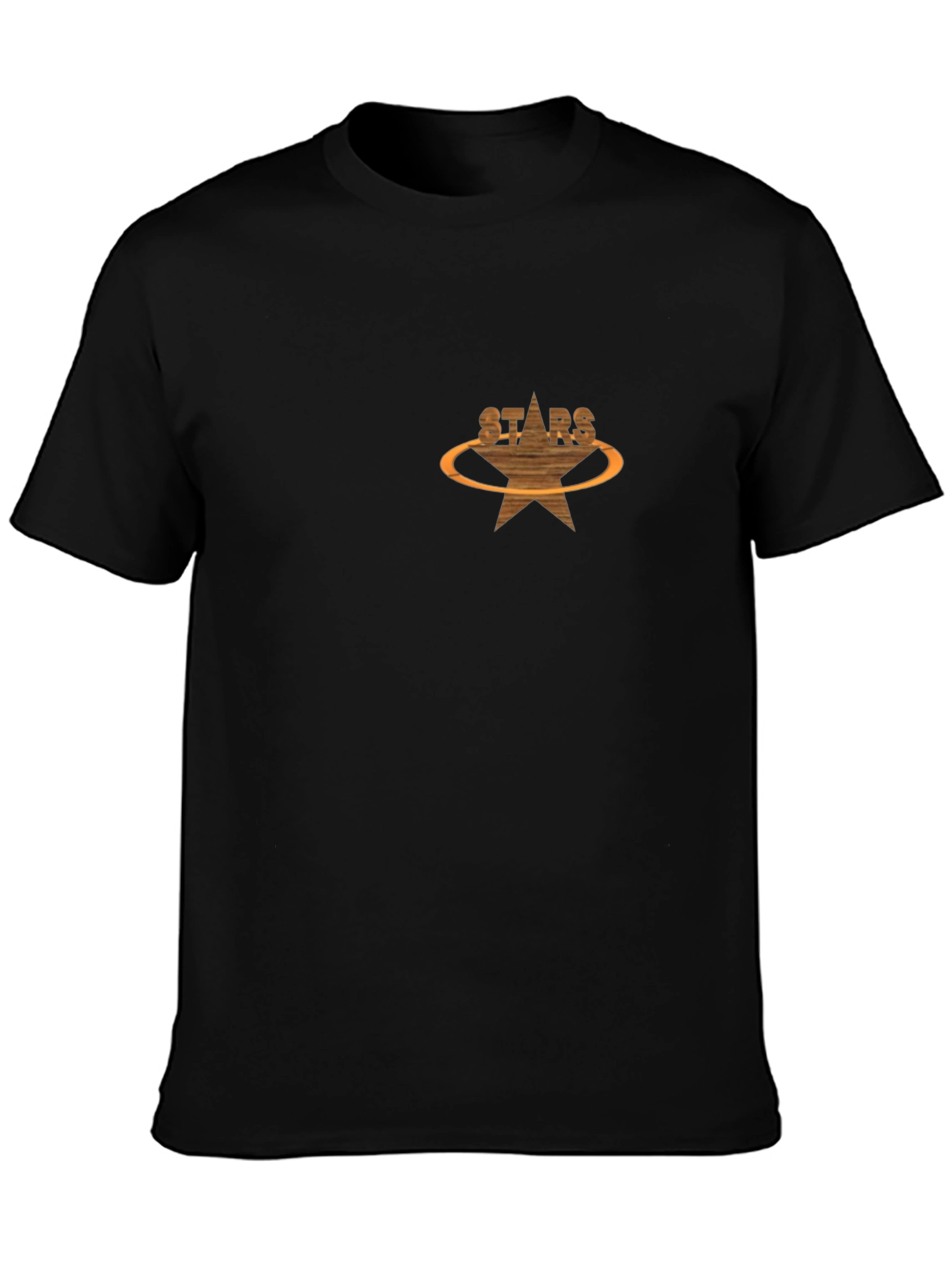Black T-Shirt with Stars Graphic