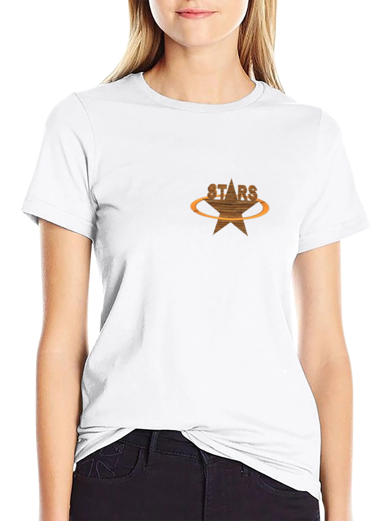 Black T-Shirt with Stars Graphic
