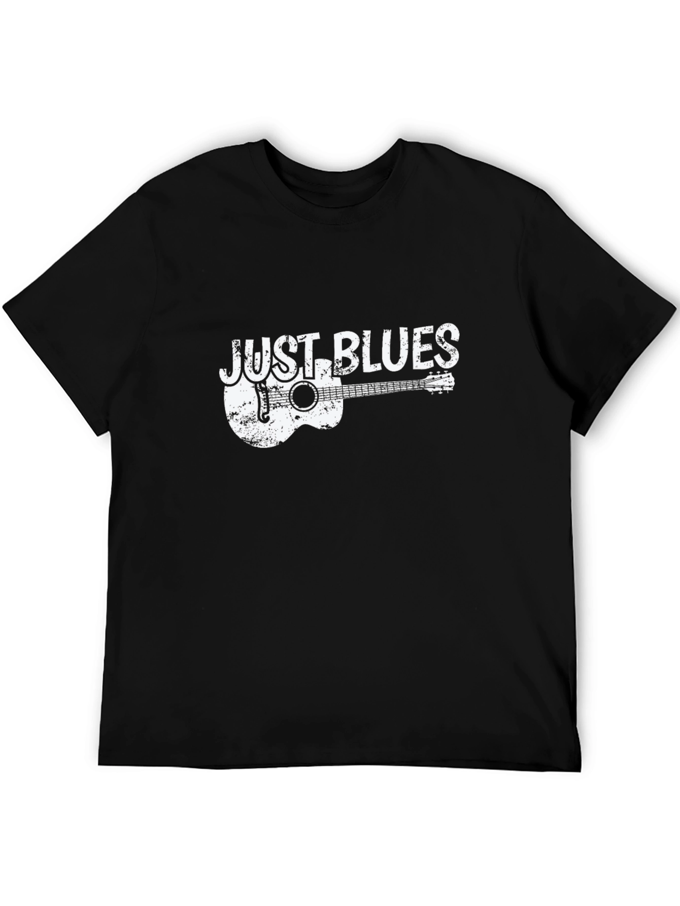 Just Blues Guitar Graphic Tee - Black Cotton T-Shirt