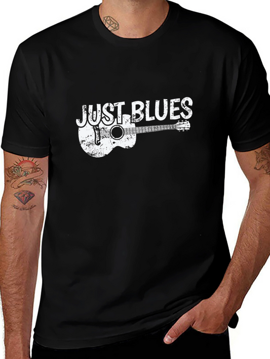 Just Blues Guitar Graphic Tee - Black Cotton T-Shirt