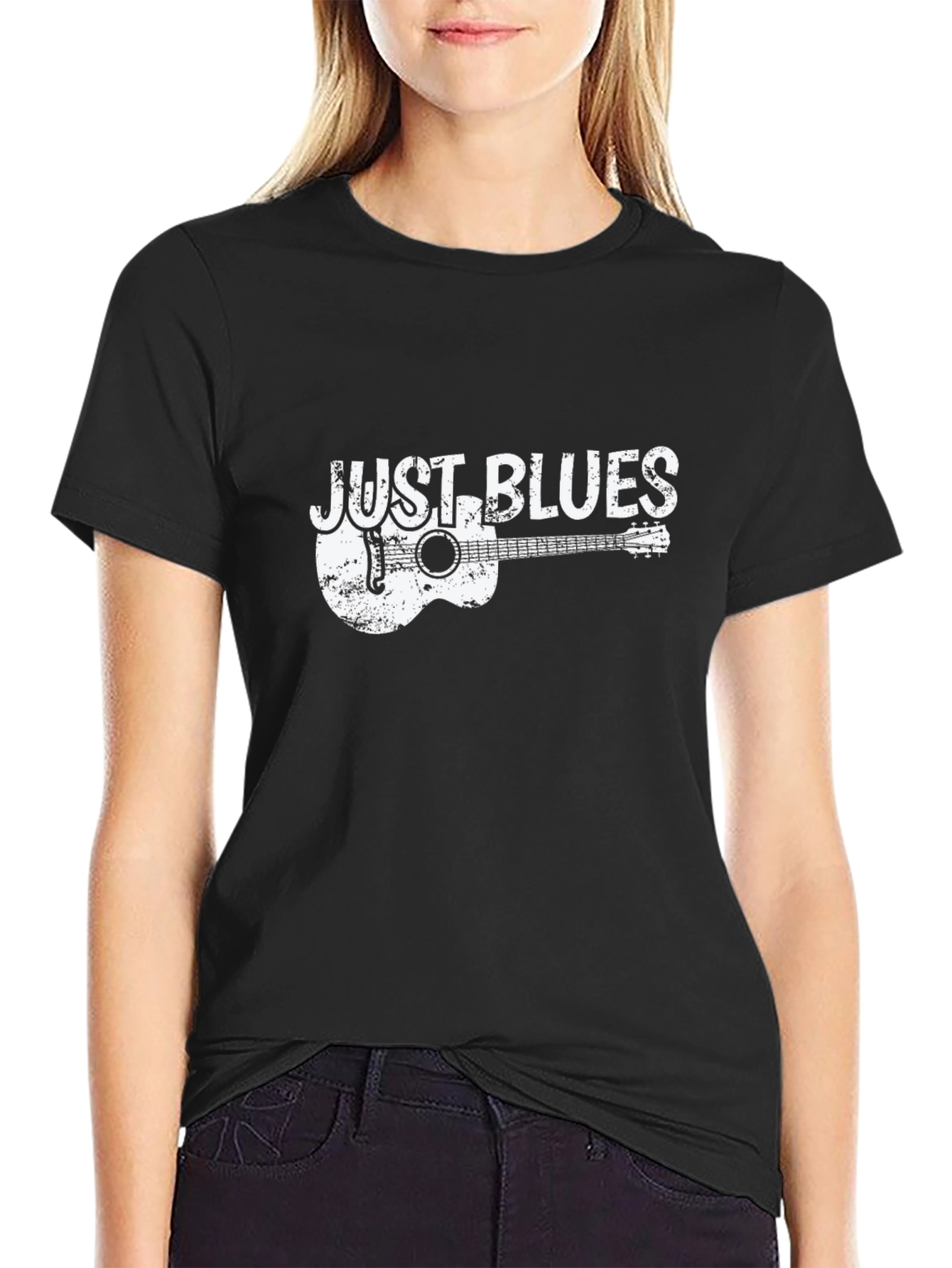 Just Blues Guitar Graphic Tee - Black Cotton T-Shirt