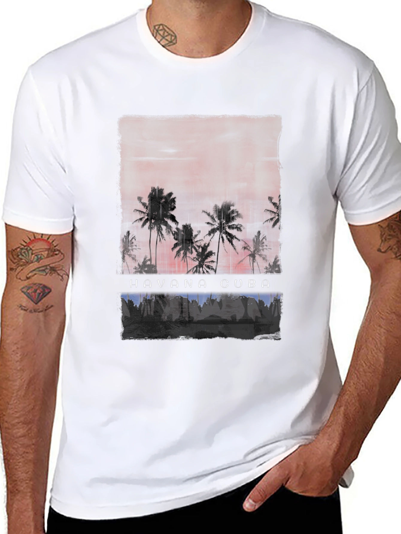 Havana Cuba Palms T-Shirt - Sunset Silhouette Tee