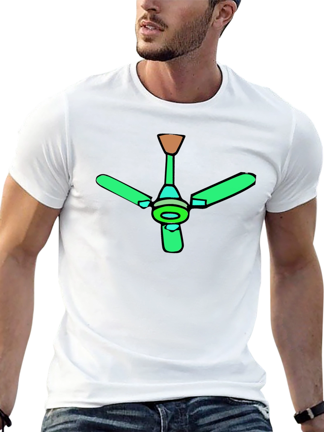 Green Ceiling Fan Graphic Black T-Shirt