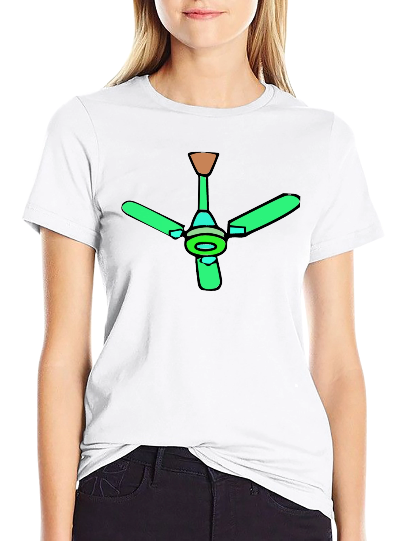 Green Ceiling Fan Graphic Black T-Shirt