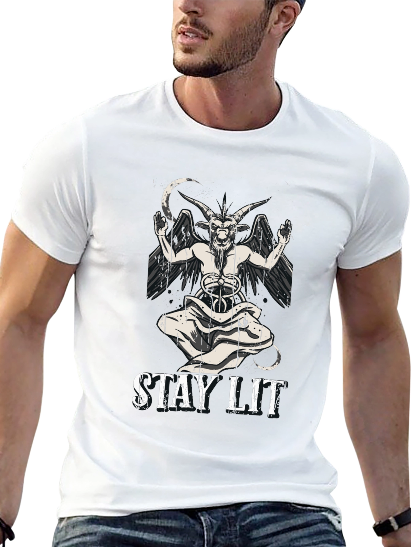 Stay Lit Baphomet T-Shirt - Black Graphic Tee