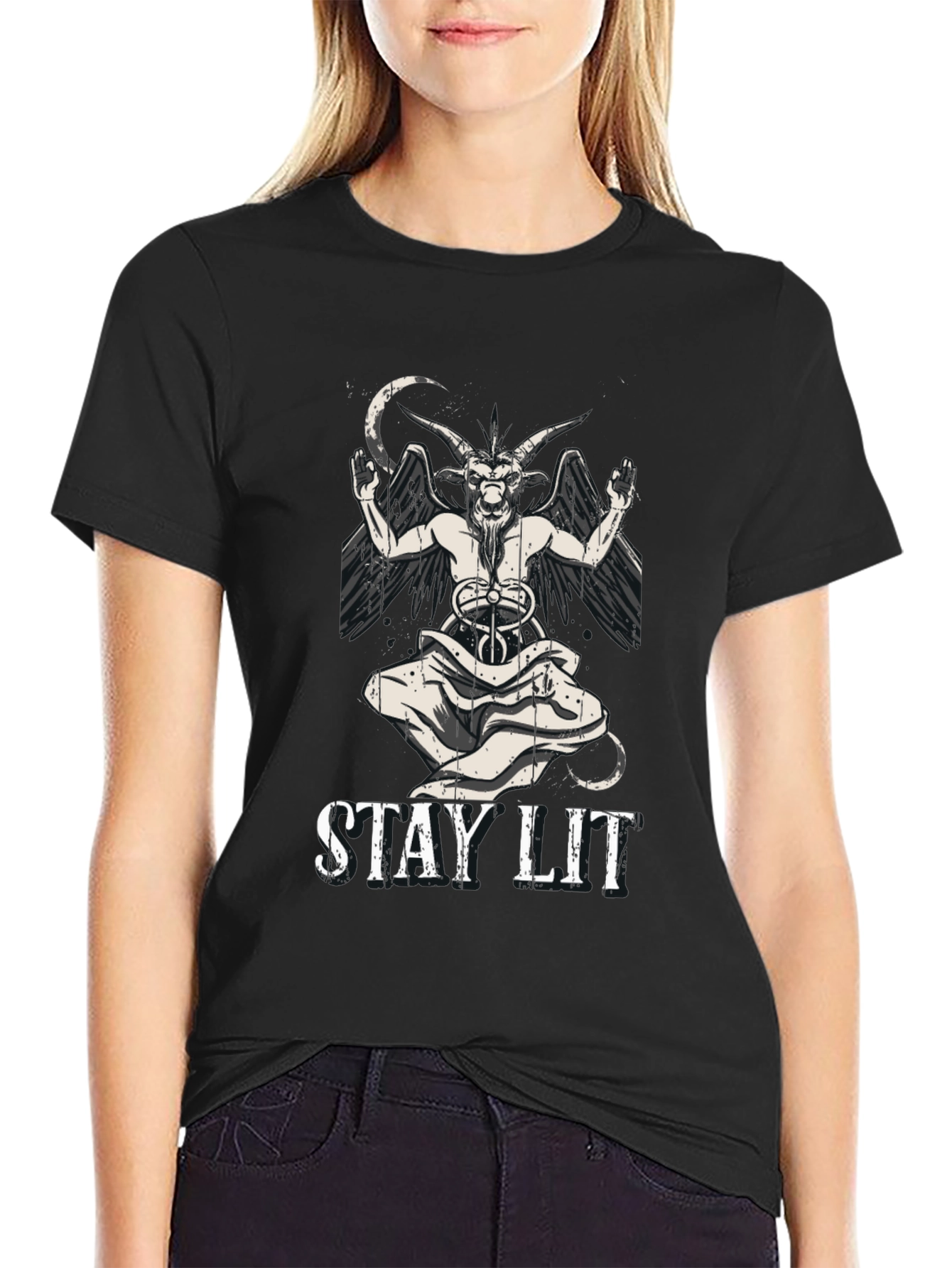 Stay Lit Baphomet T-Shirt - Black Graphic Tee