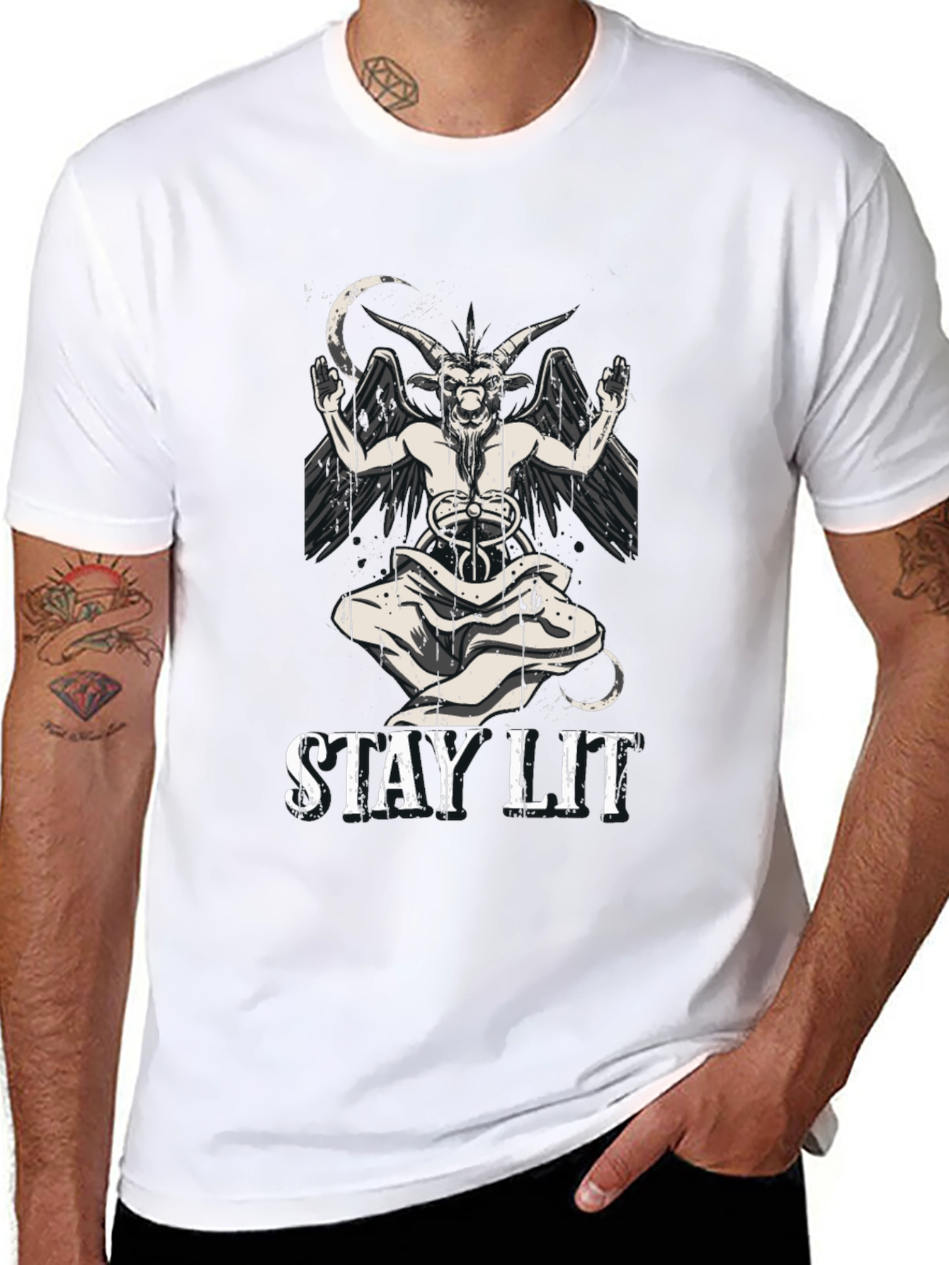 Stay Lit Baphomet T-Shirt - Black Graphic Tee
