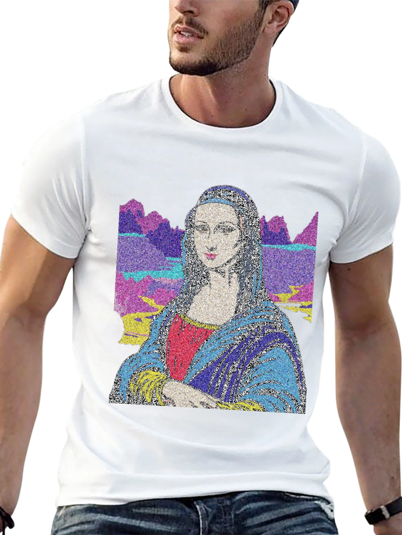 Mona Lisa Art T-Shirt - Mens Black Tee