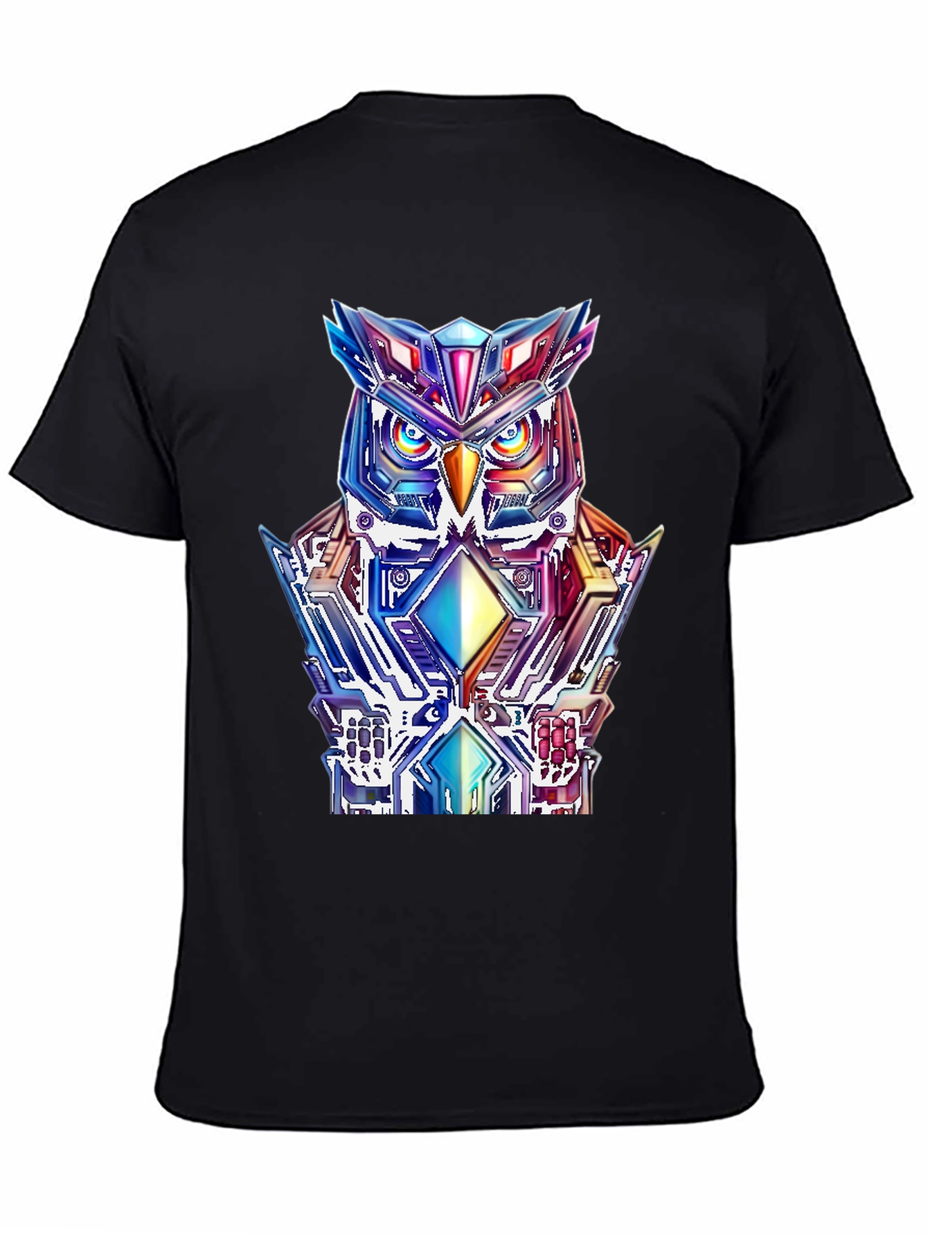Cyberpunk Owl Graphic Tee - Mens Black T-Shirt