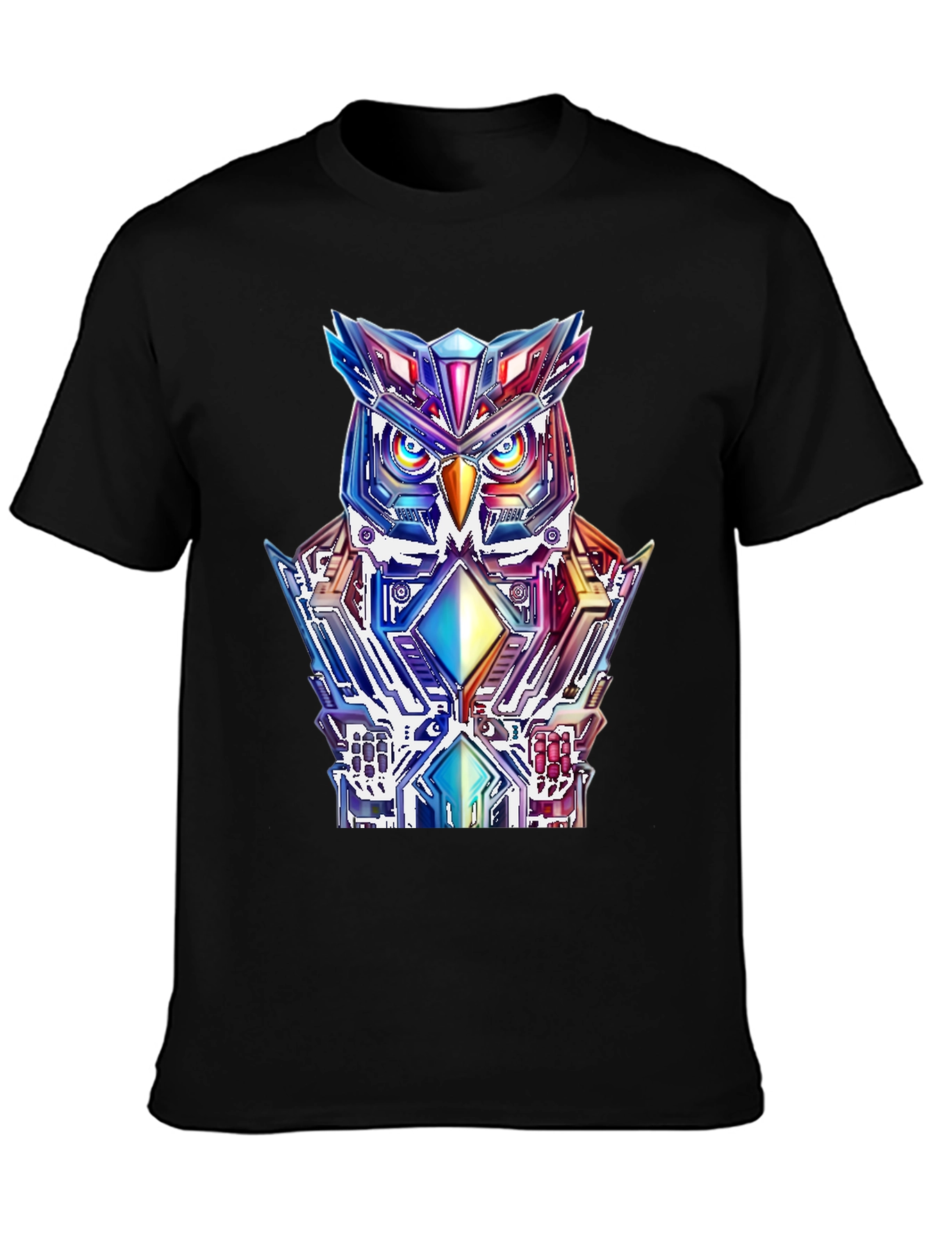 Cyberpunk Owl Graphic Tee - Mens Black T-Shirt