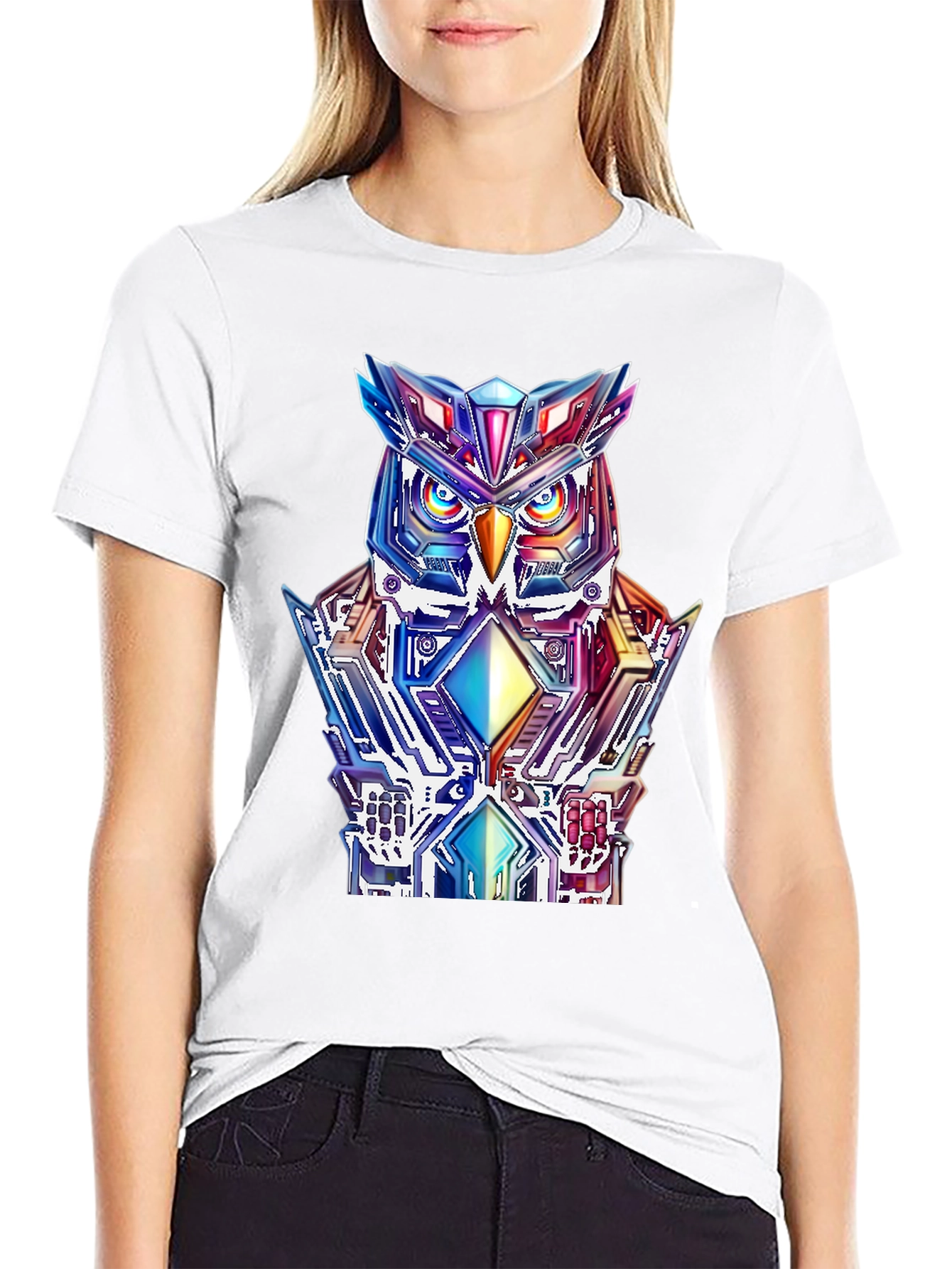 Cyberpunk Owl Graphic Tee - Mens Black T-Shirt