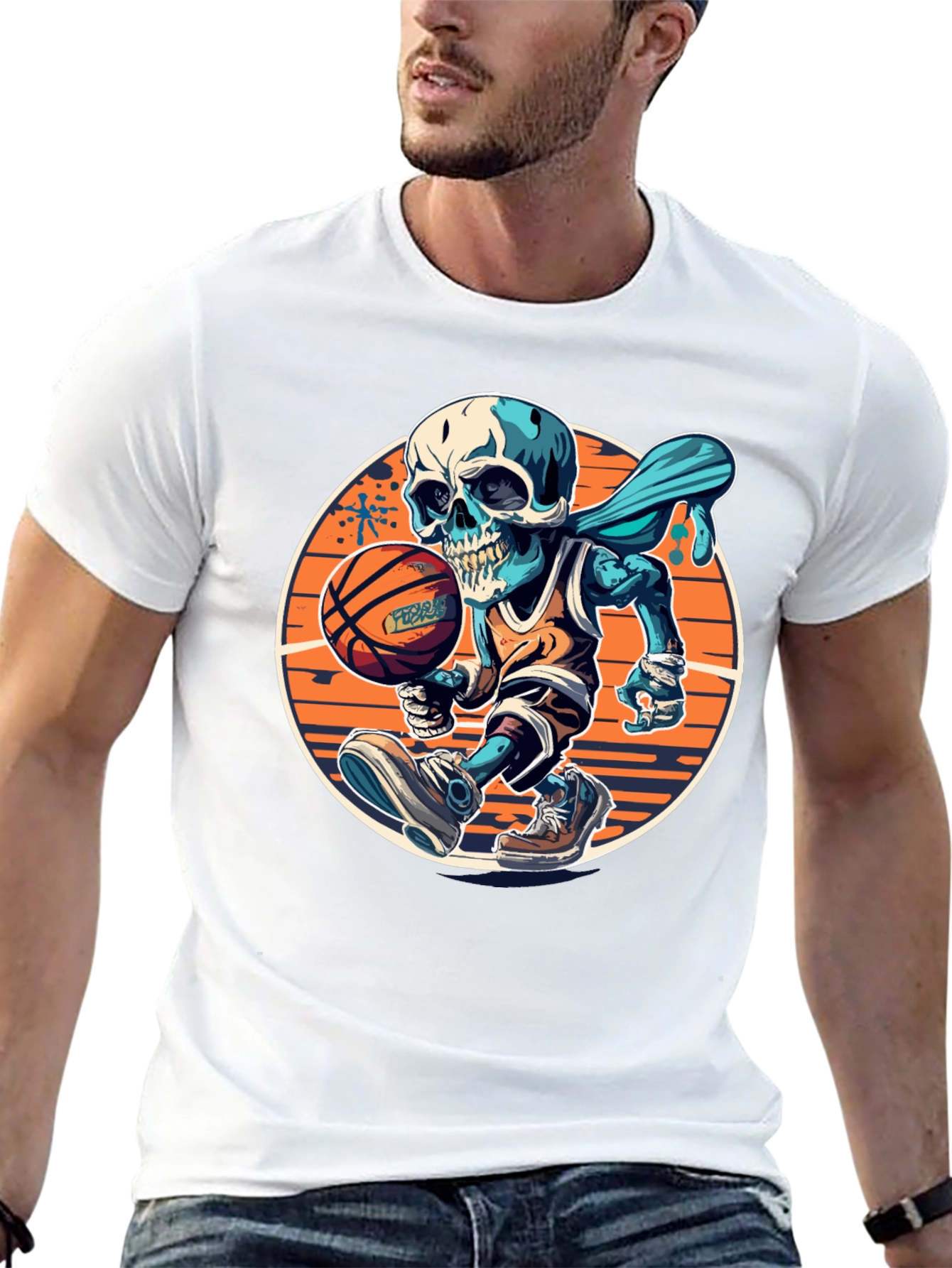 Skeleton Basketball Graphic Tee