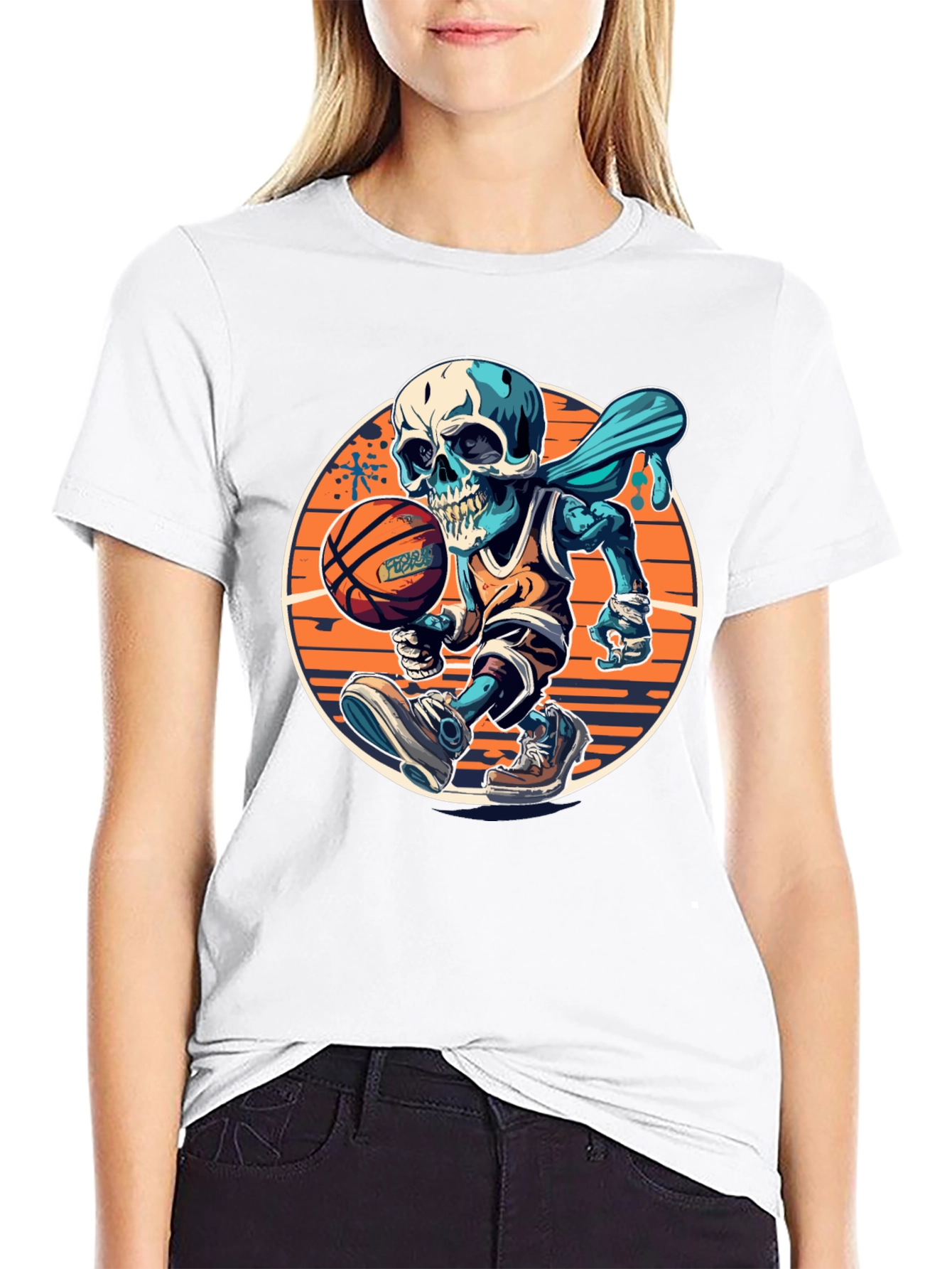 Skeleton Basketball Graphic Tee