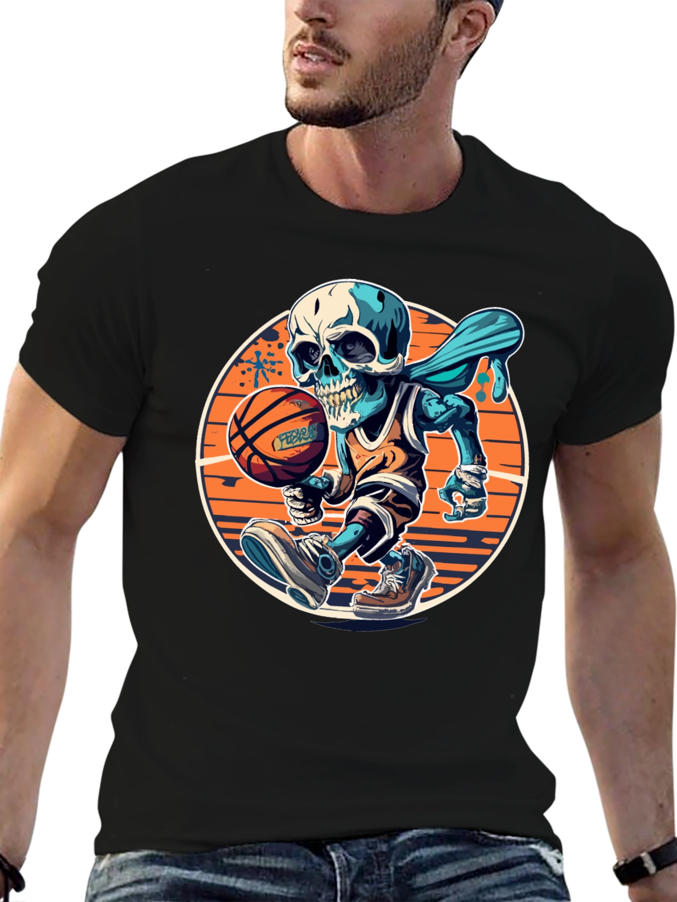 Skeleton Basketball Graphic Tee
