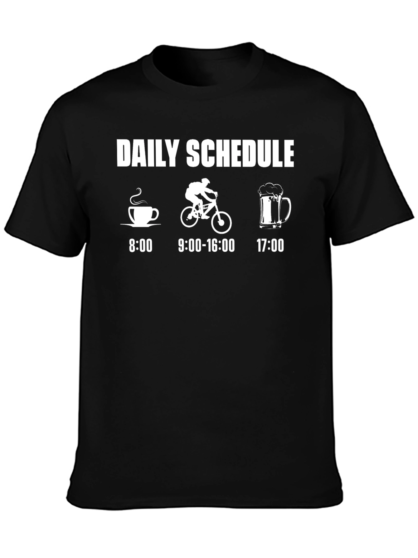 Daily Schedule T-Shirt - Cycling Coffee and Beer