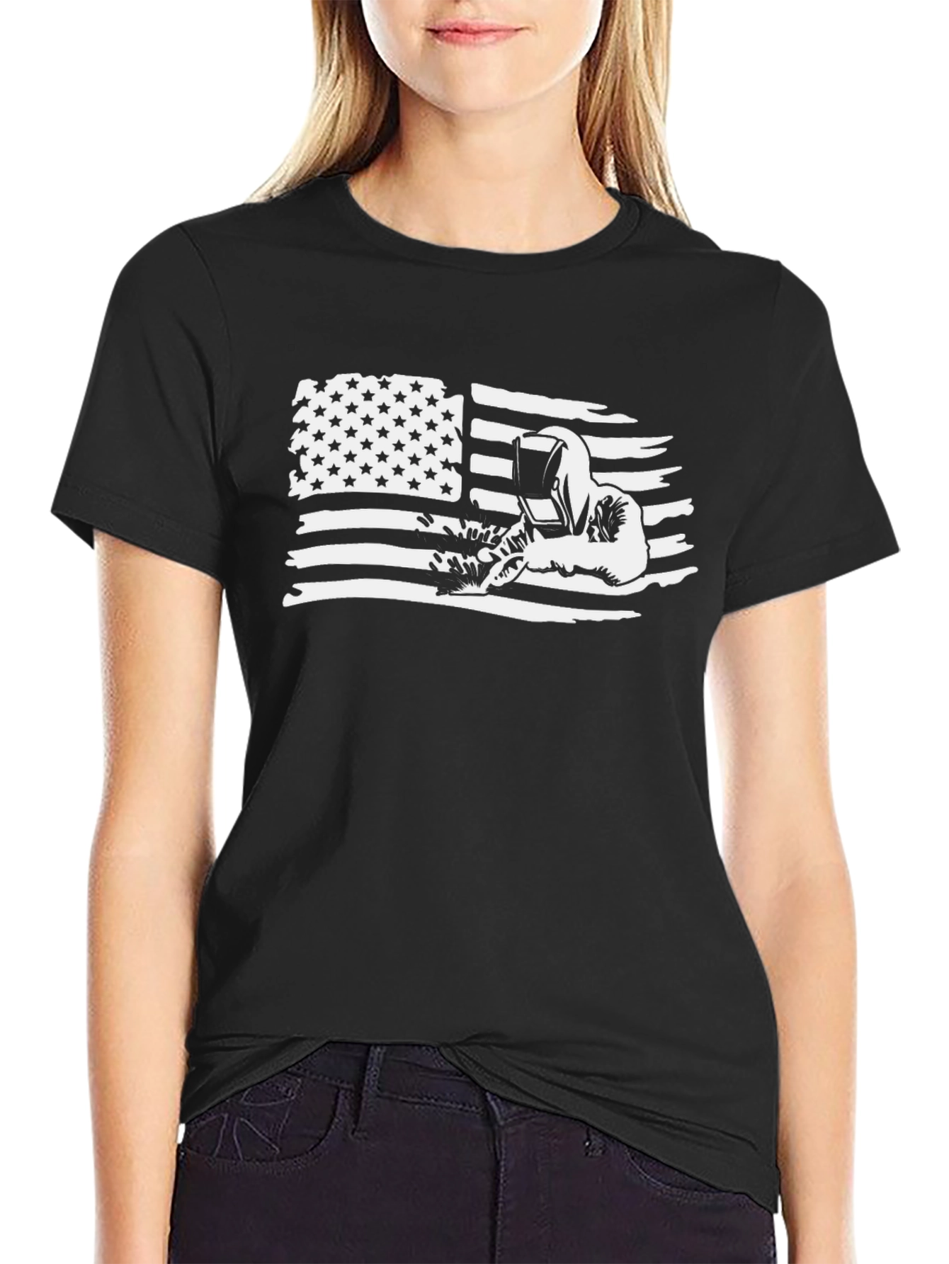 Welder American Flag Graphic T-Shirt