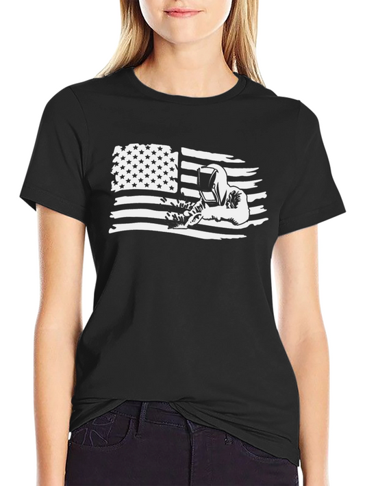 Welder American Flag Graphic T-Shirt