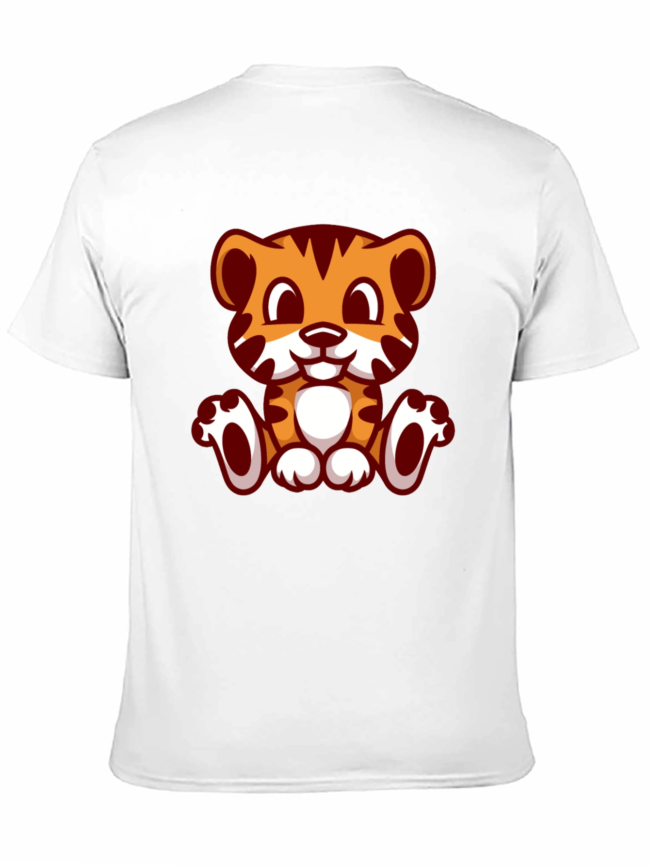 Cute Cartoon Tiger Graphic Black T-Shirt
