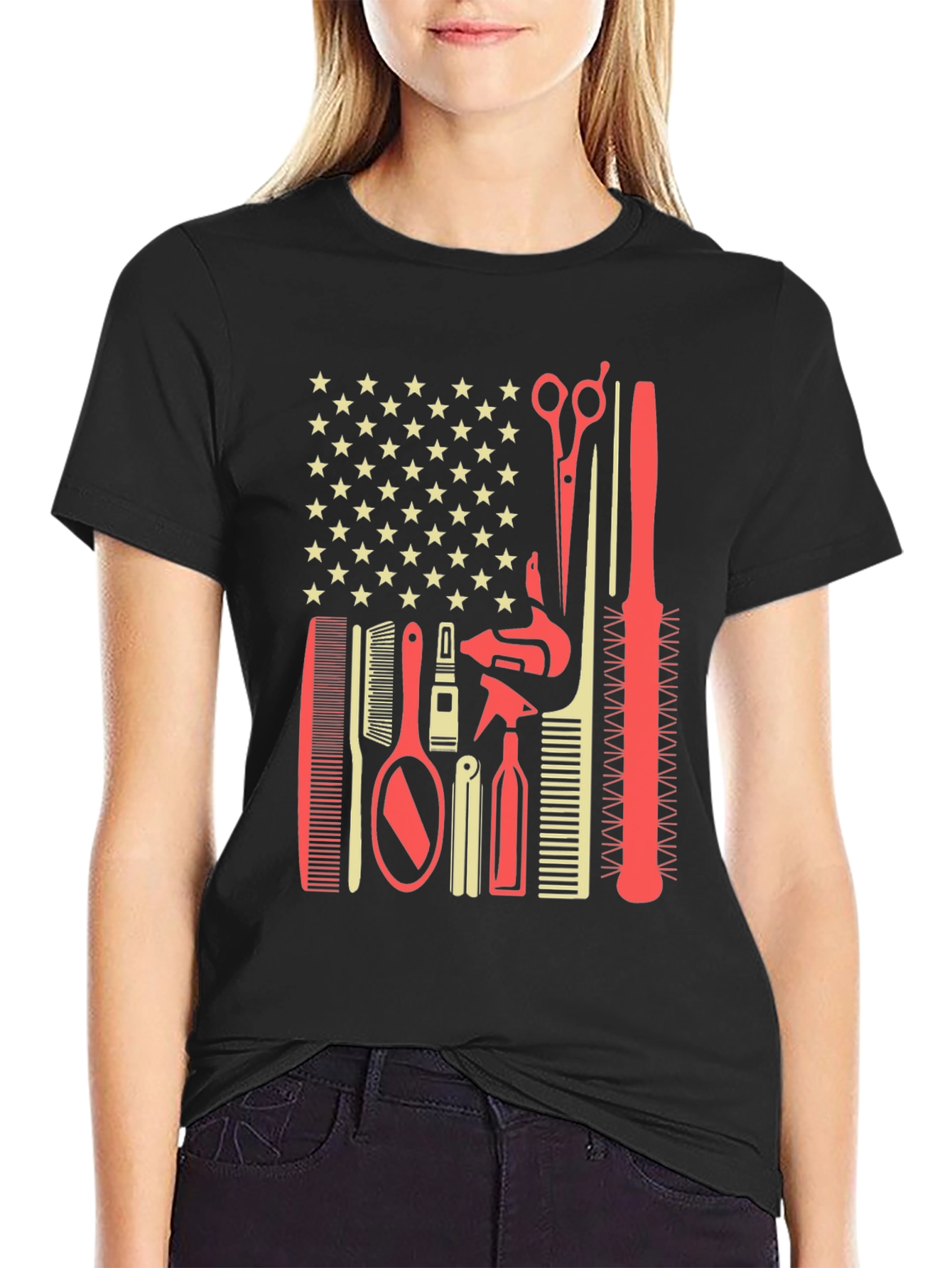 Barber Tools American Flag T-Shirt