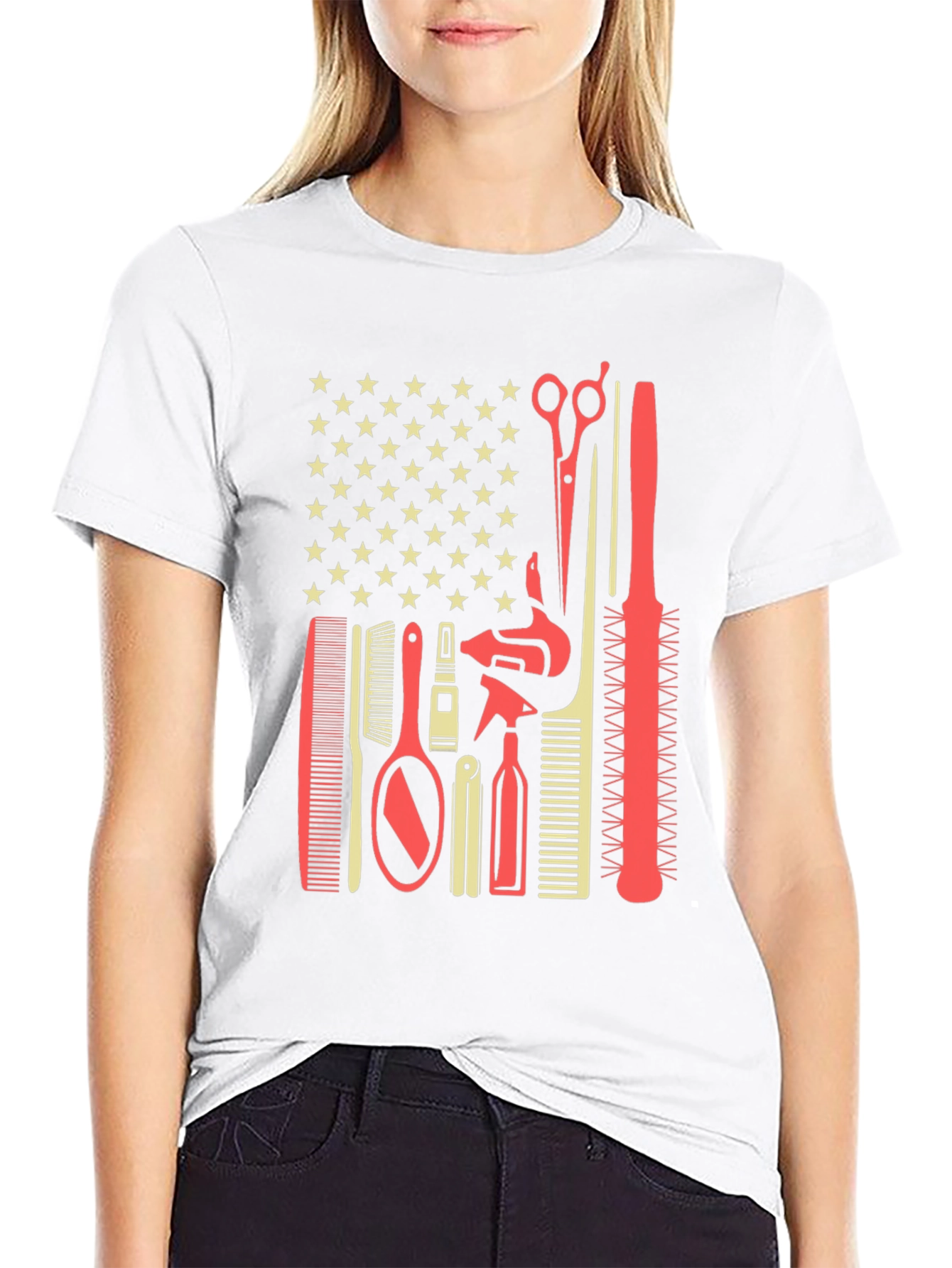 Barber Tools American Flag T-Shirt