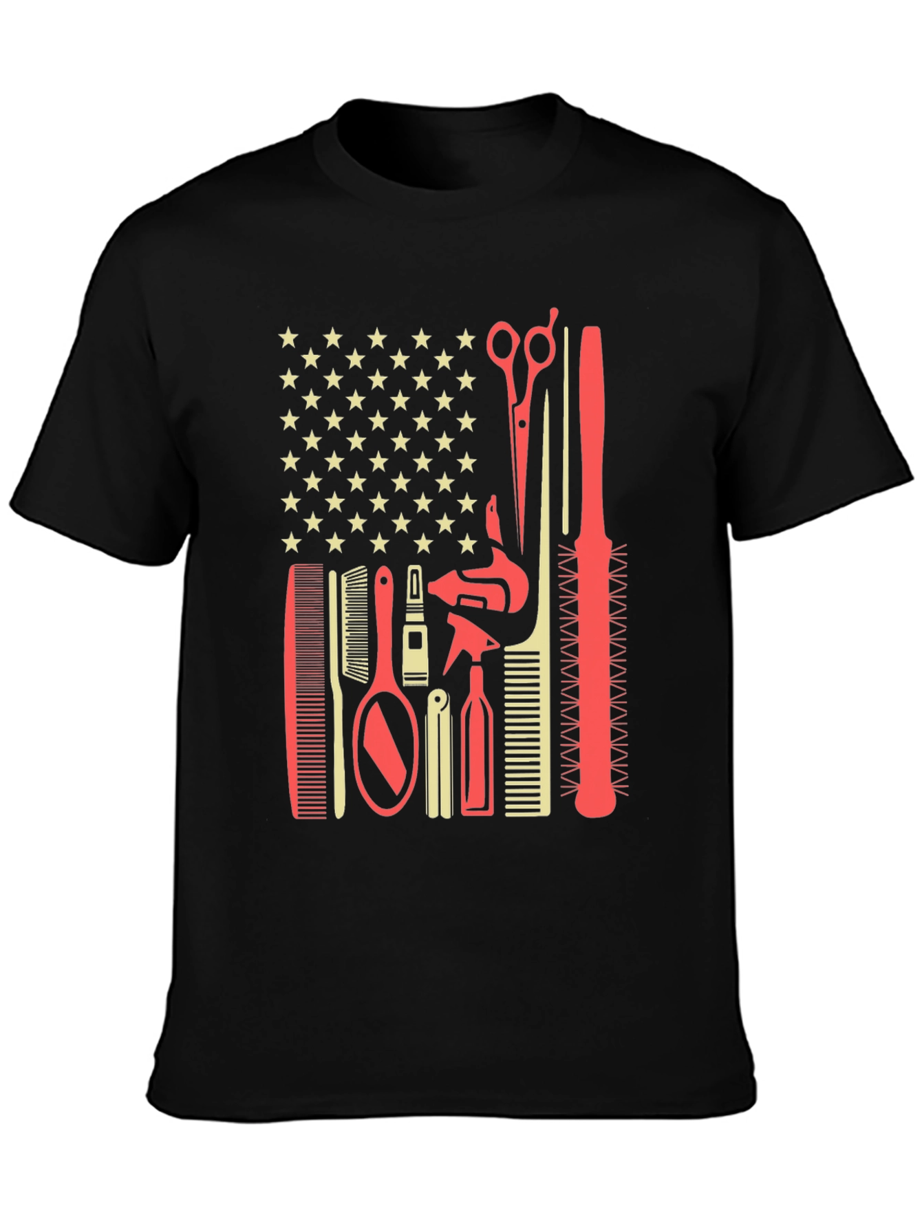Barber Tools American Flag T-Shirt