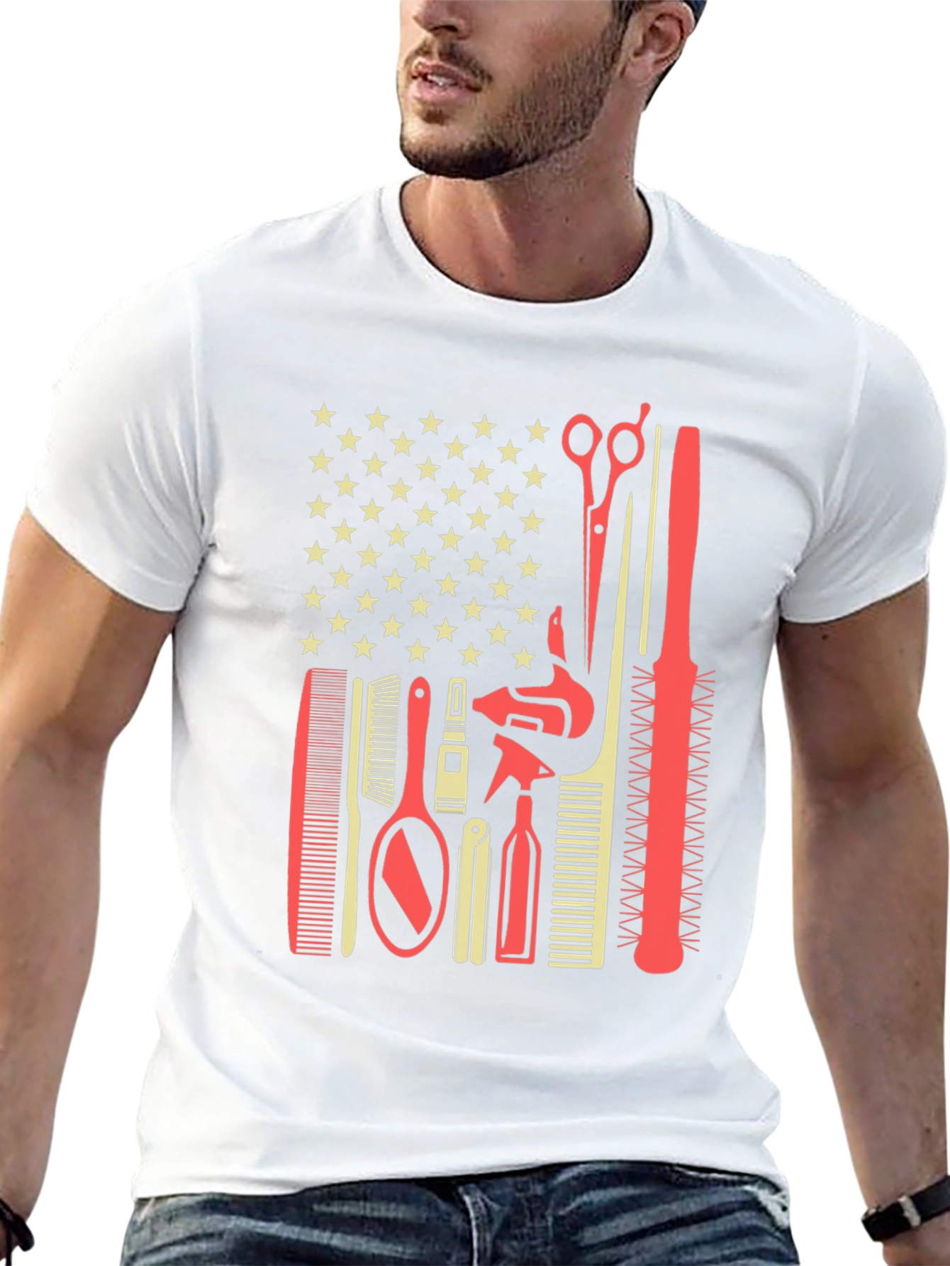 Barber Tools American Flag T-Shirt