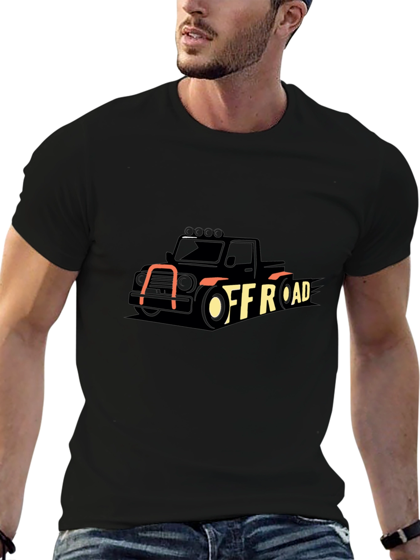Off-Road Truck Graphic Tee - Black Cotton T-Shirt