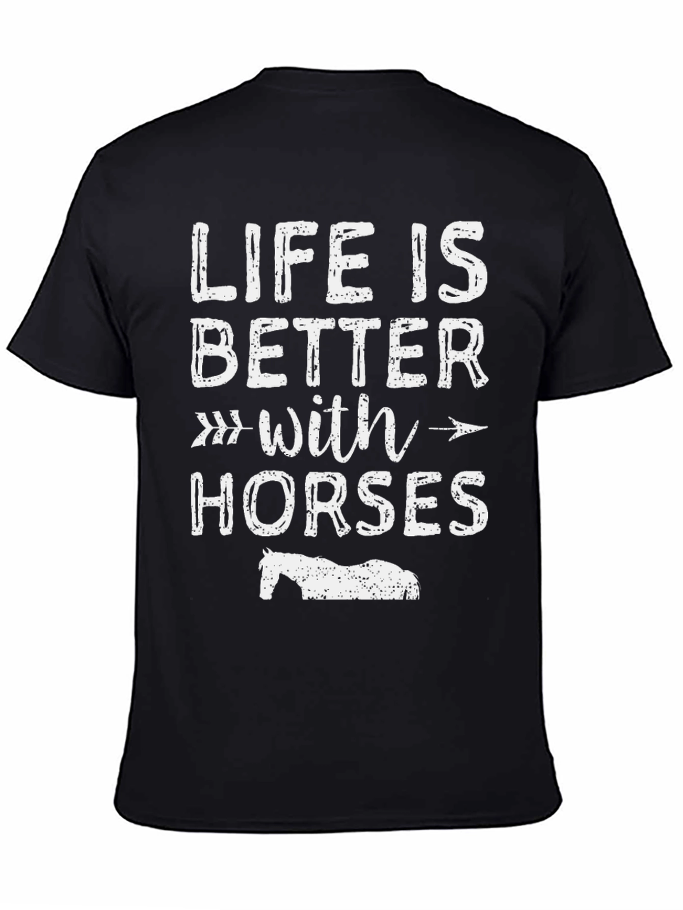 Life is Better With Horses Black T-Shirt